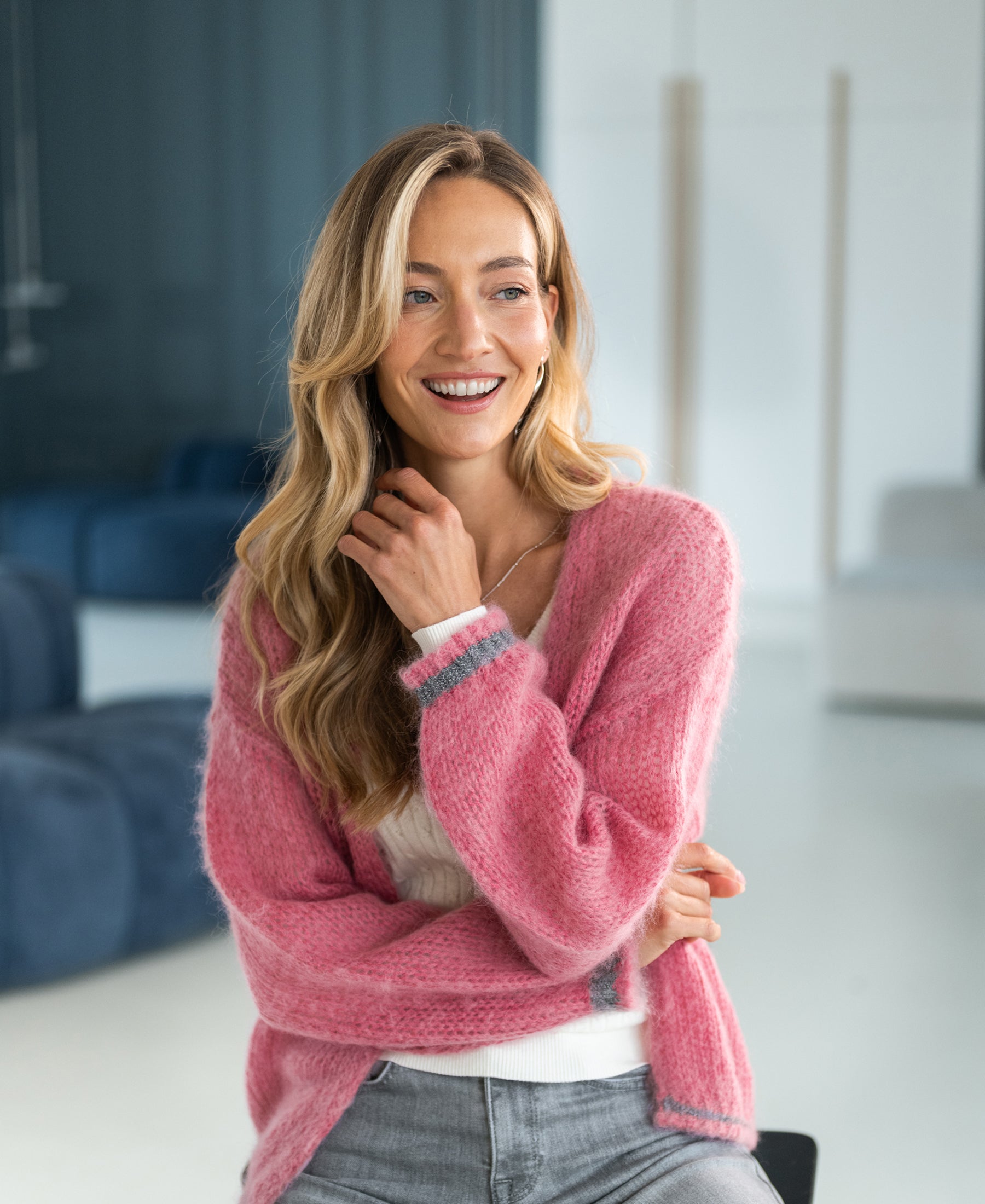 Fluffy cardigan LA CHERIE Pink