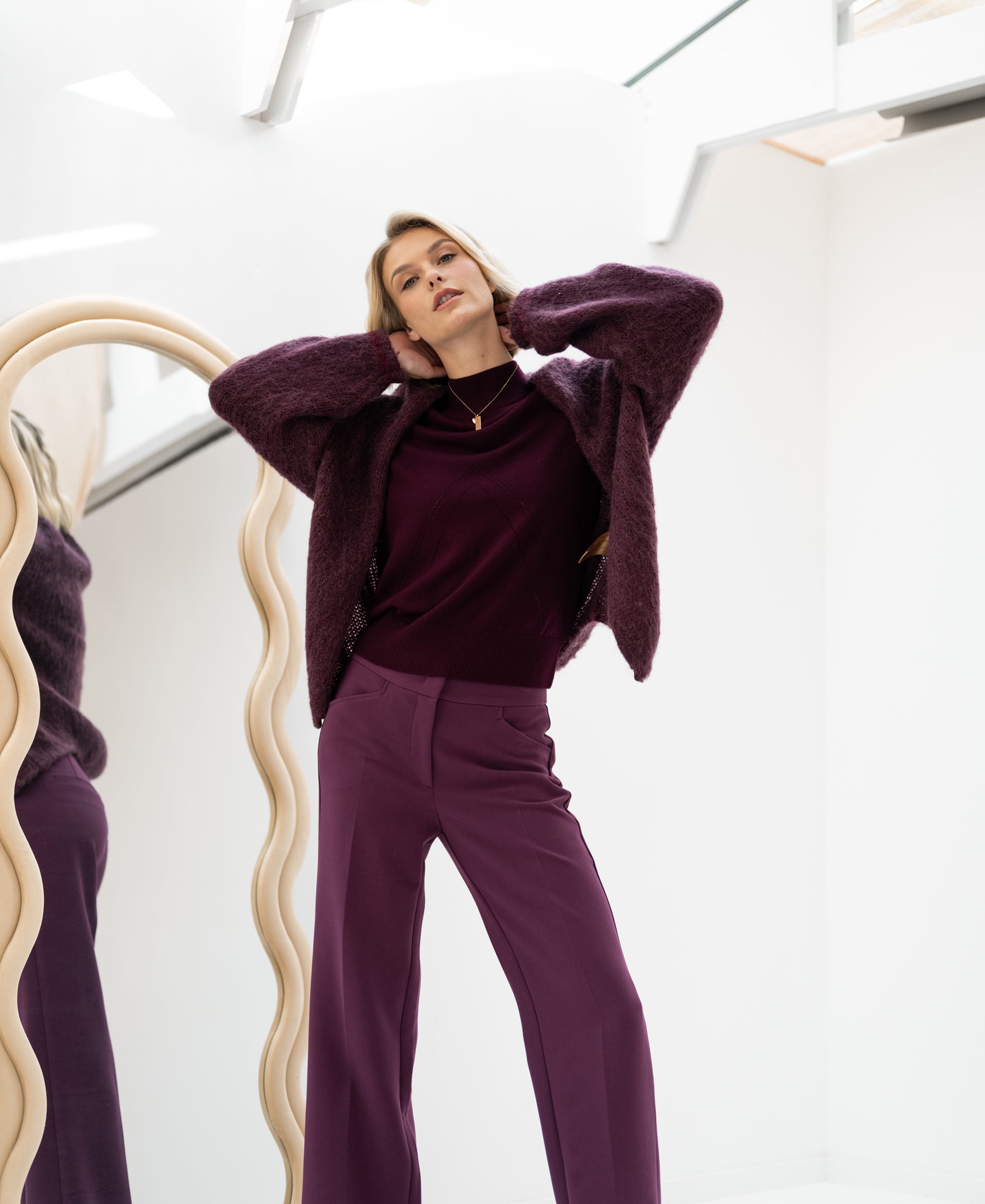 Fluffy cardigan LA CHERIE Bordeaux