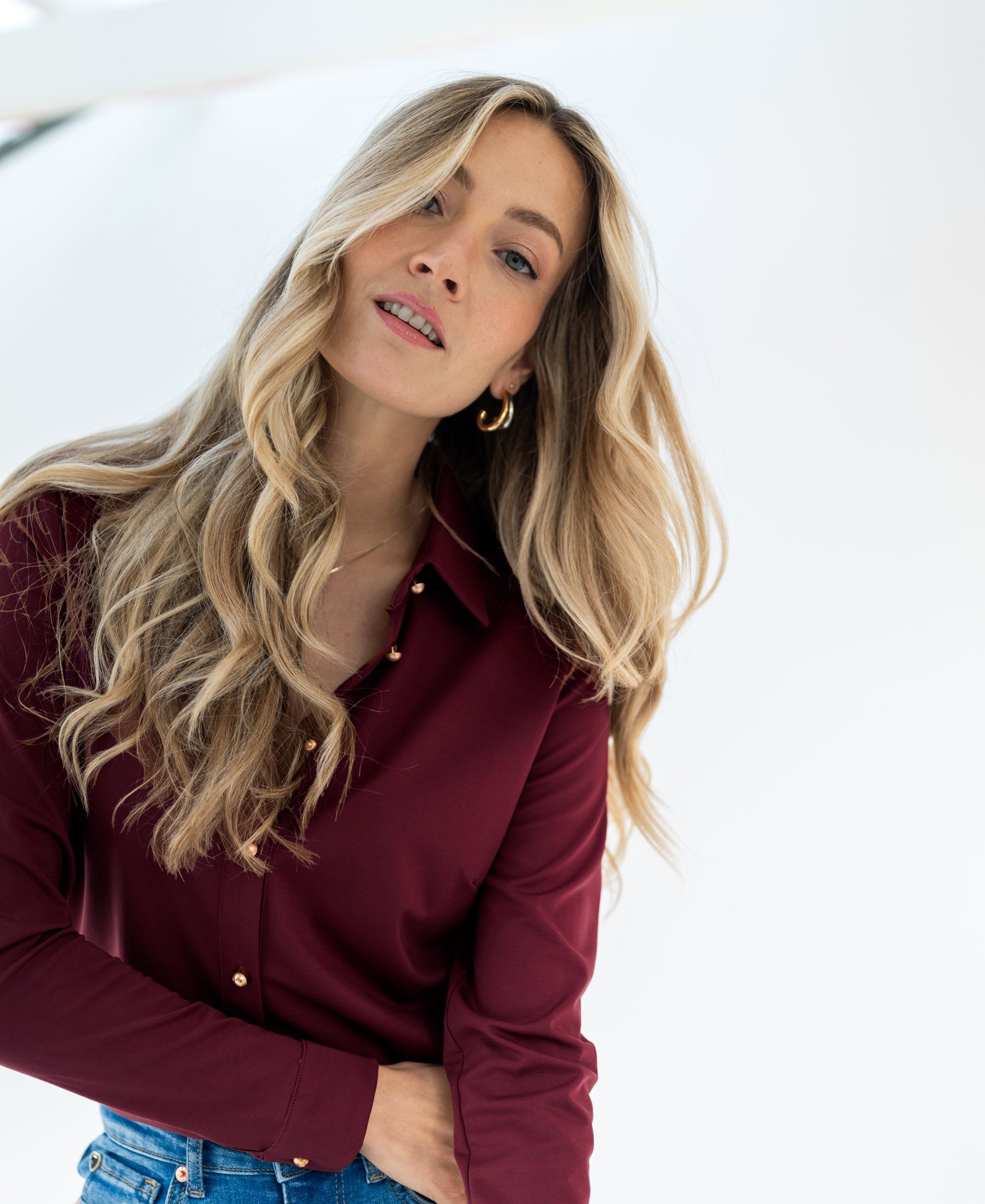 Travel jersey blouse LA CHERISE Wine