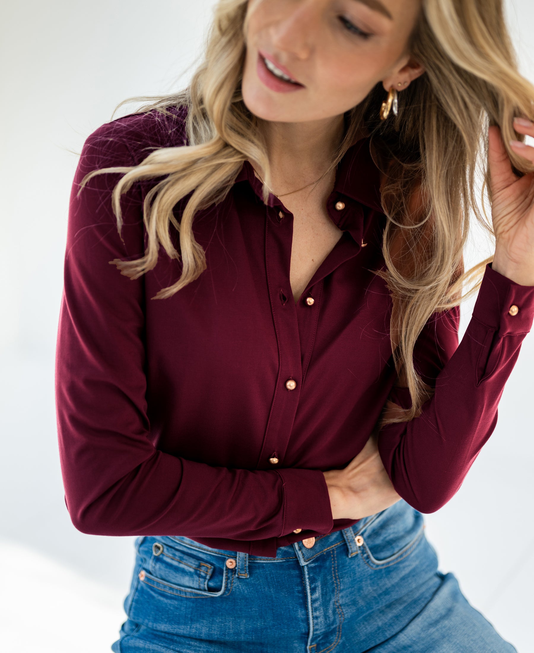 Travel jersey blouse LA CHERISE Wine