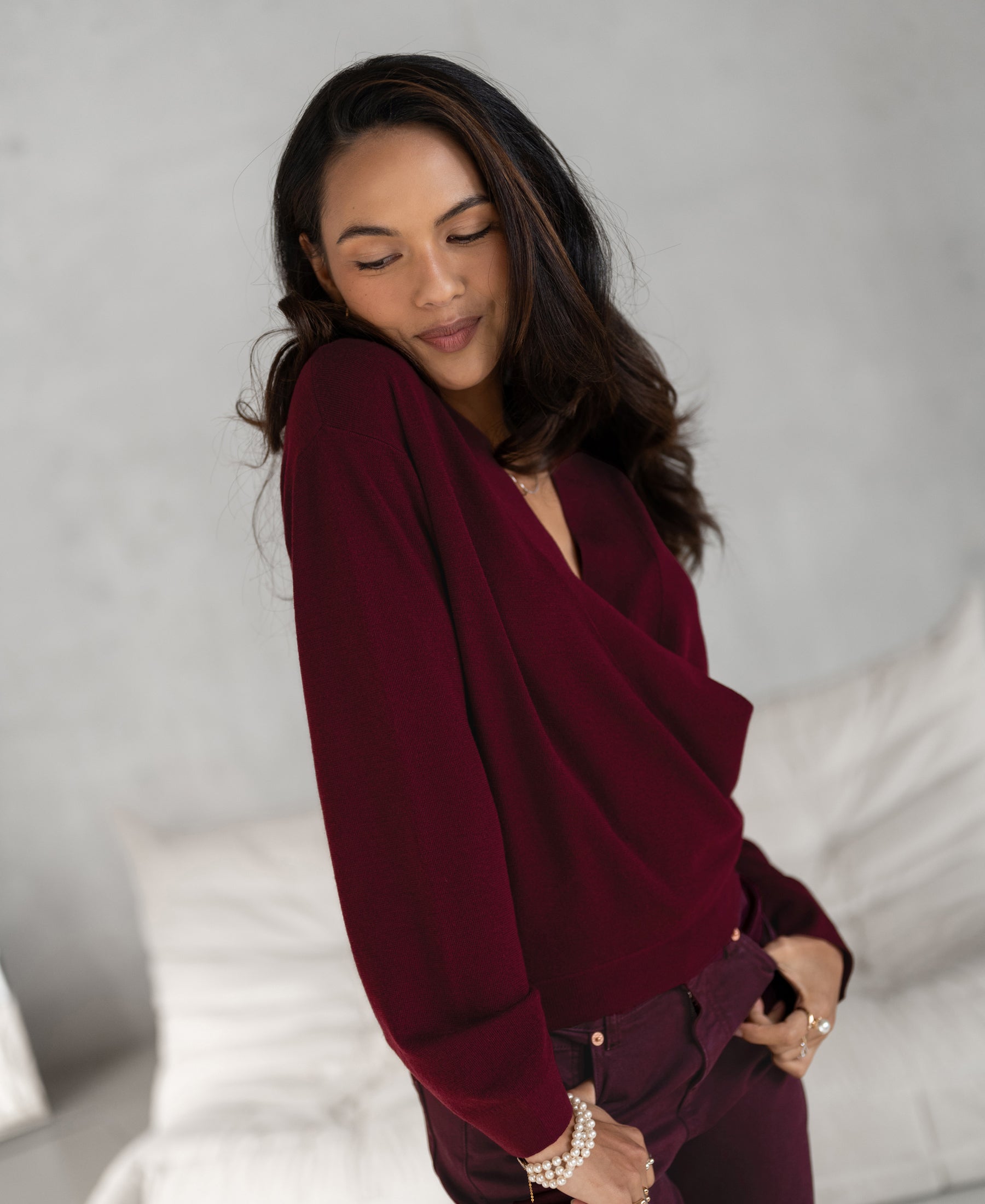 Wrap sweater LES CINQ Dark Red