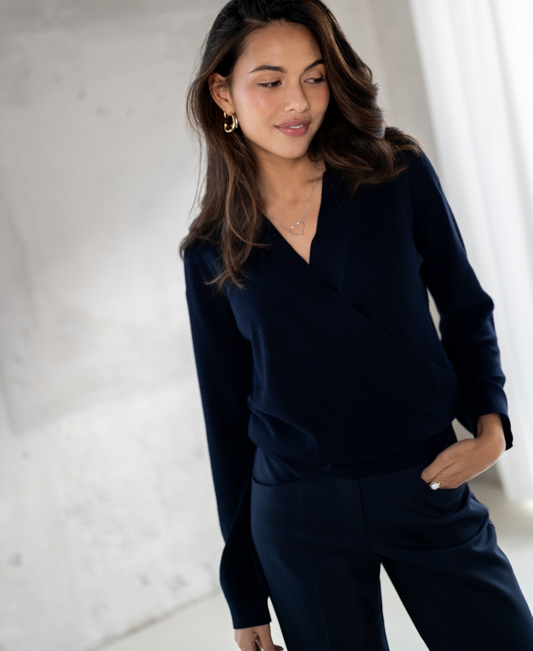 Wrap sweater LES CINQ Dark Blue