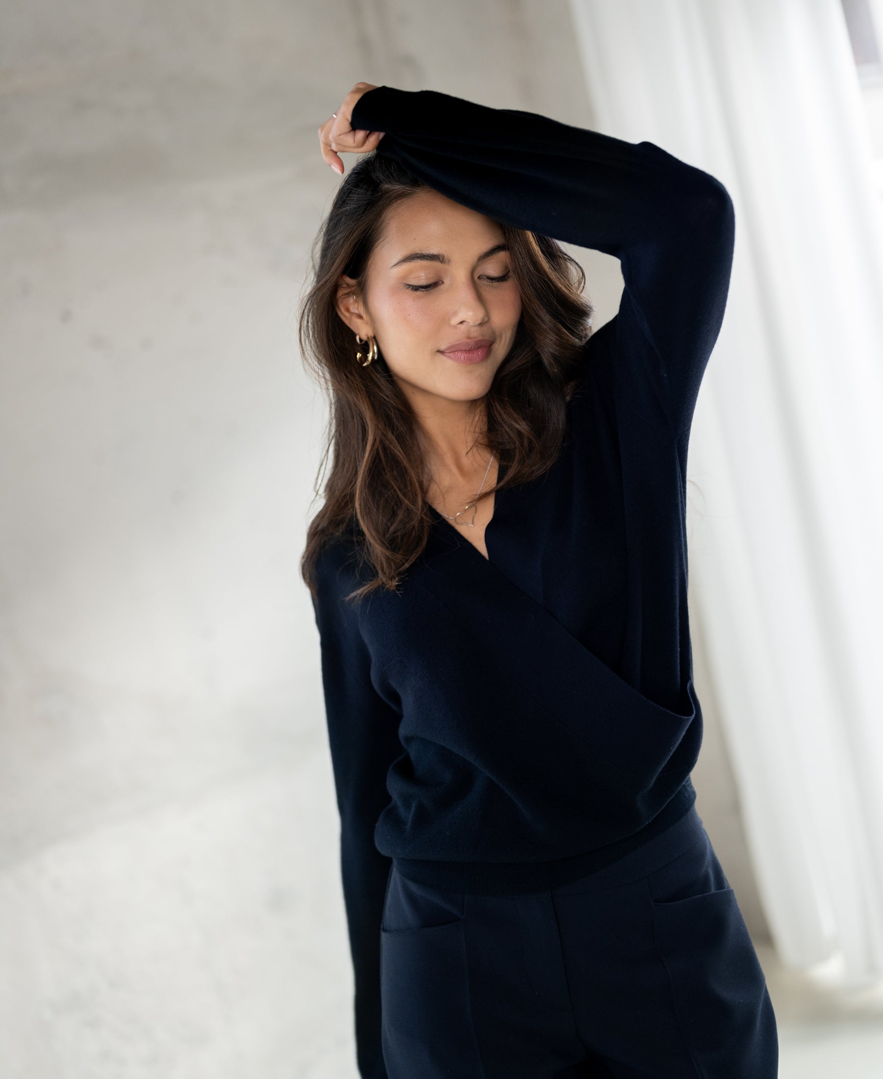 Wrap sweater LES CINQ Dark Blue