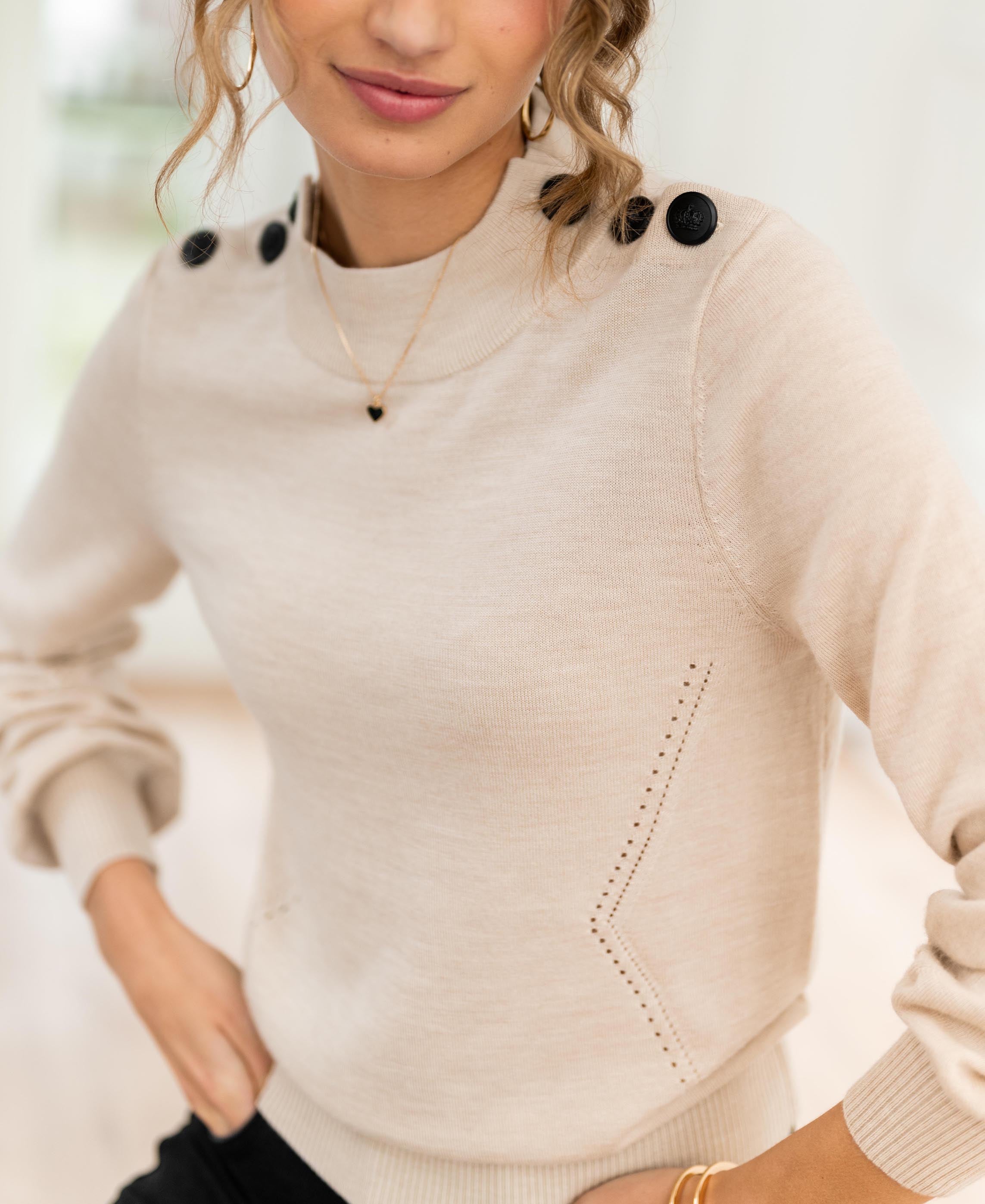 Merino sweater LA CLIQUE Ecru-black