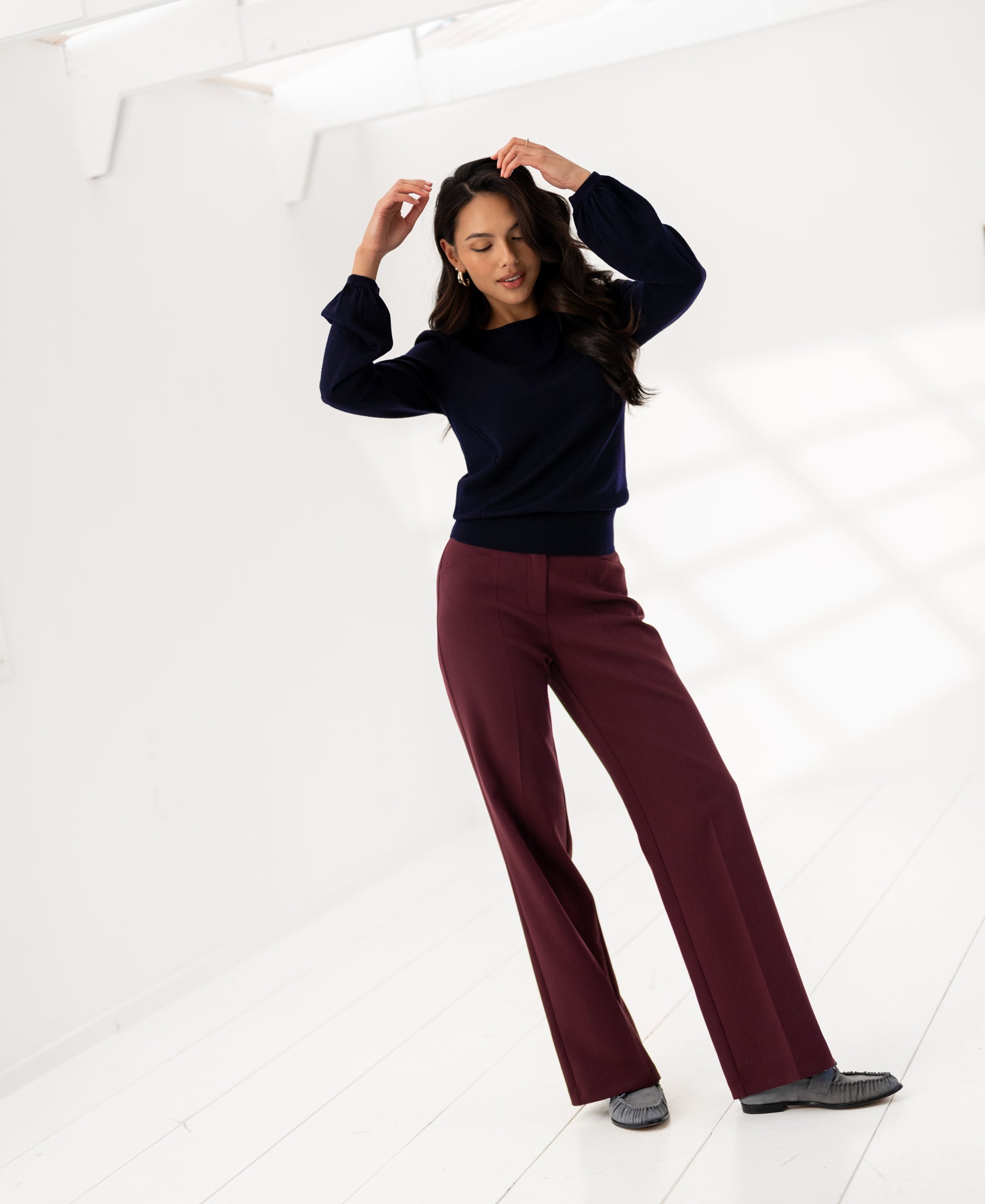 Geschmeidige Hose LA JOELLE Weinrot