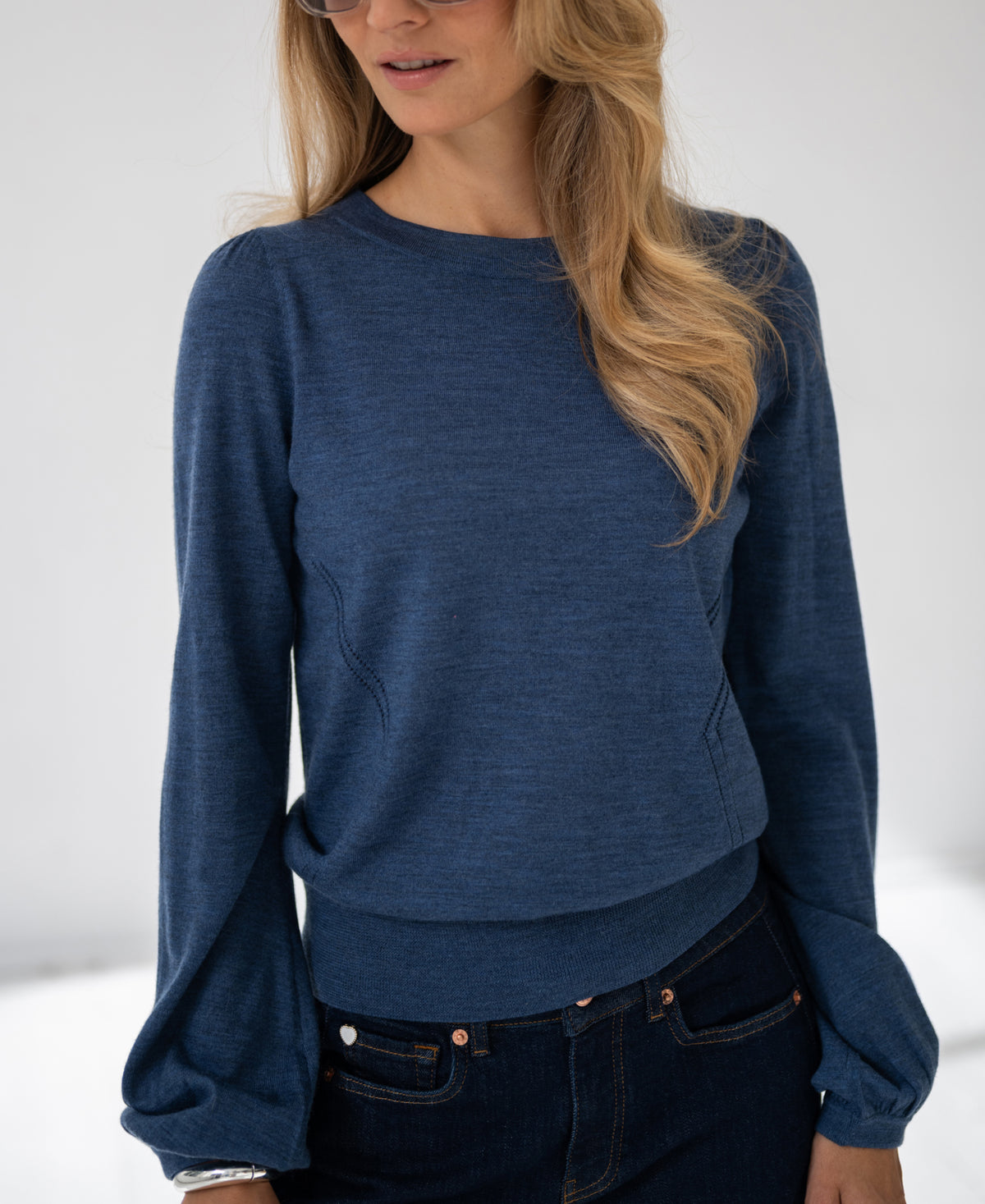 Merino wool sweater LA COEUR Indigo blue