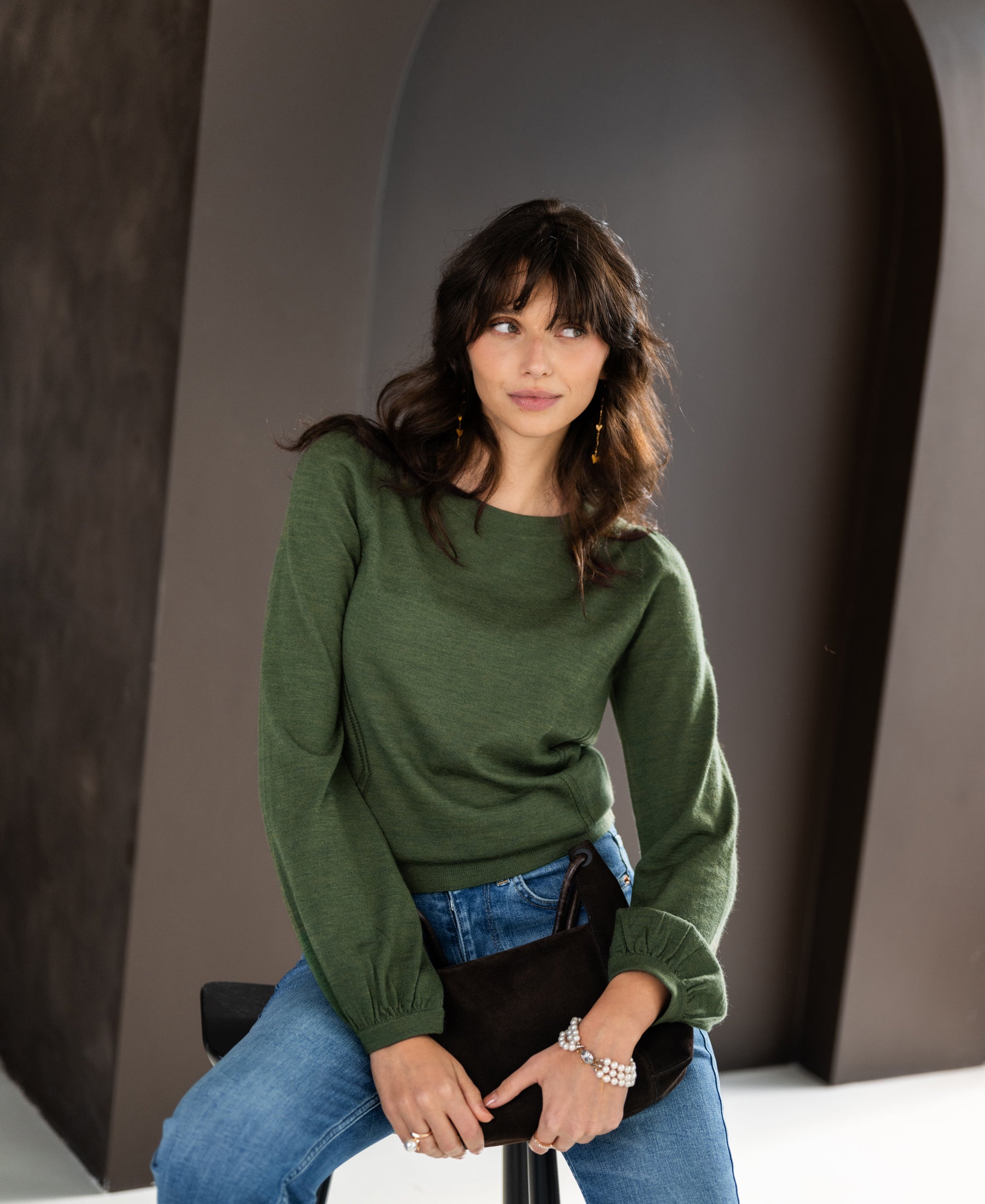 Pullover aus Merinowolle LA COEUR Olivgrün