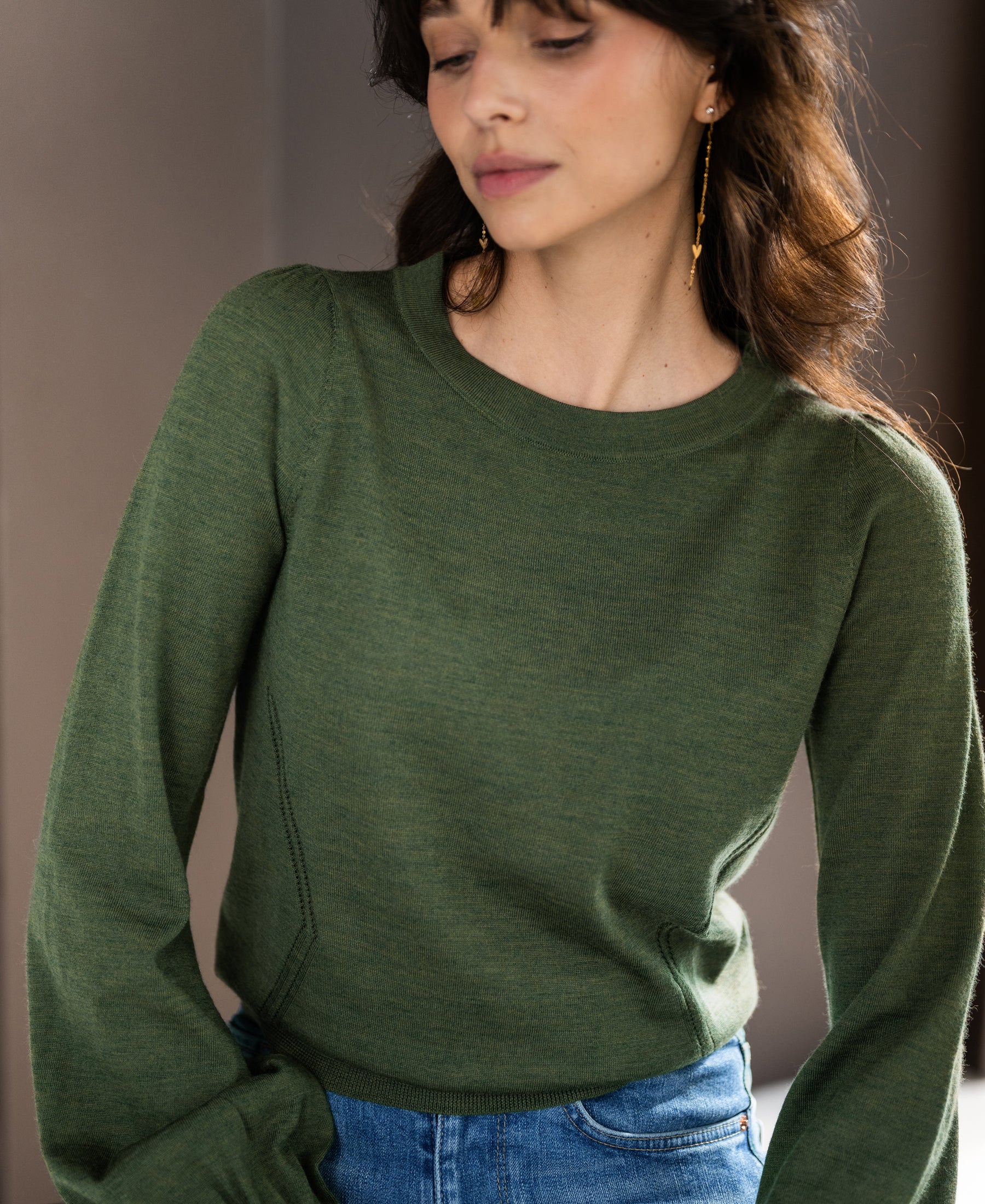 Merino wool sweater LA COEUR Olive green