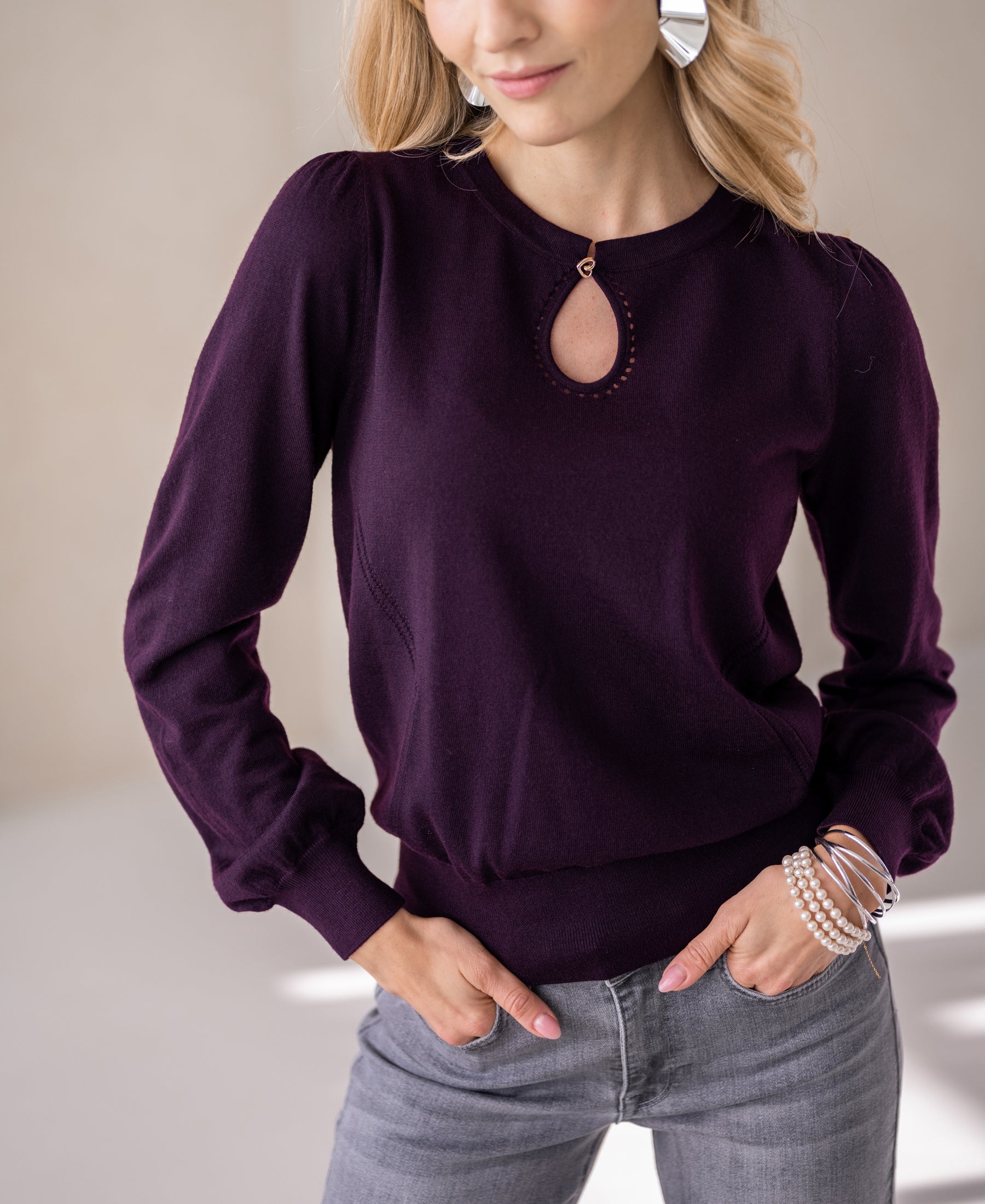 Merinopullover LA COMPAGNIE Aubergine