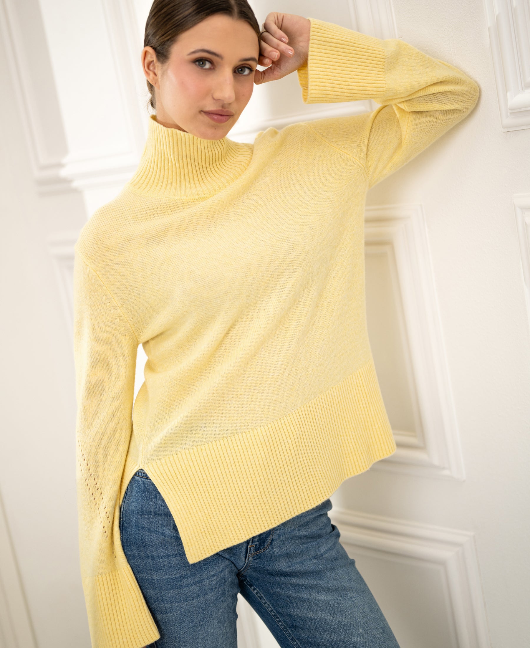 Rollkragenpullover LA COZY Citron pressé