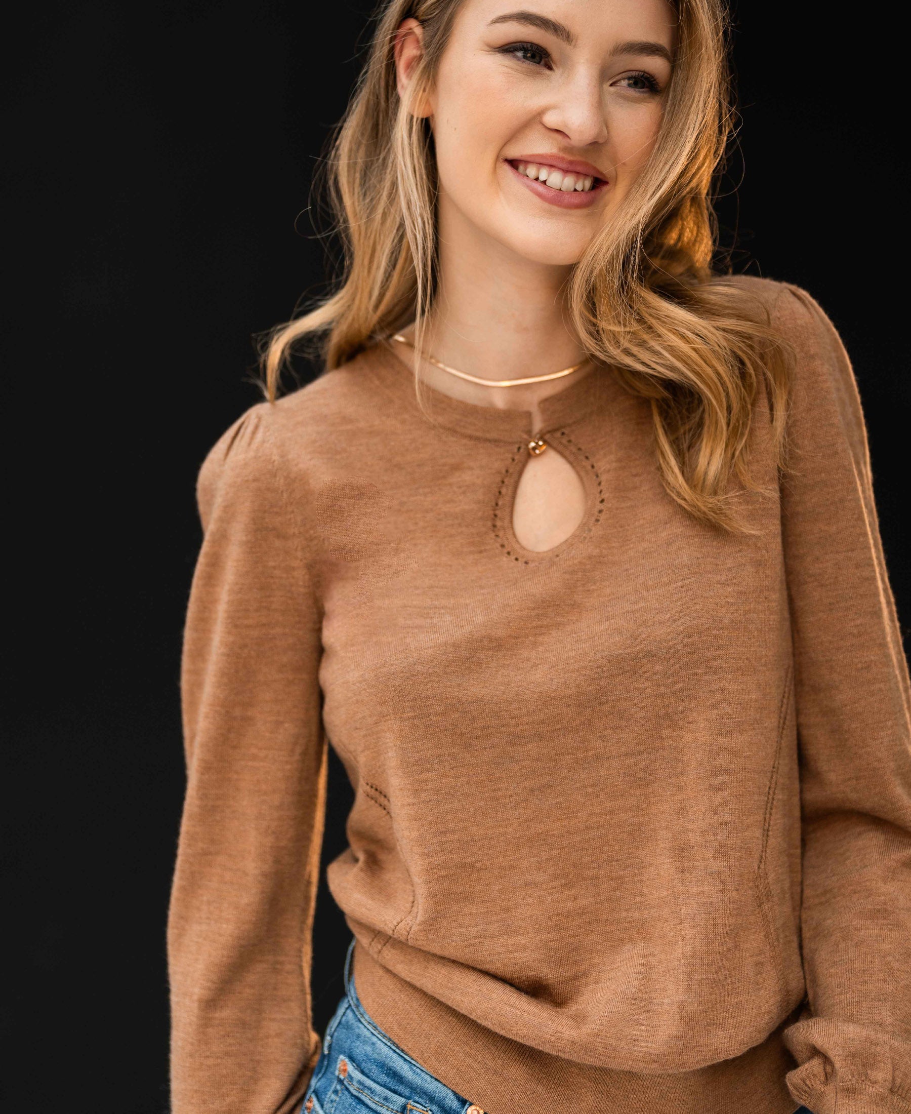 Merino sweater LA COMPAGNIE Chai tea-gold