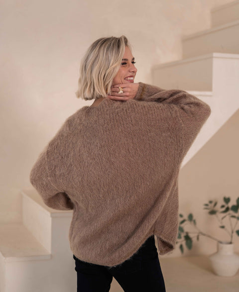 Fluffy cardigan LA CHERIE Camel