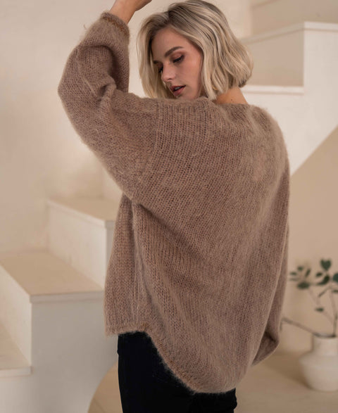 Fluffy cardigan LA CHERIE Camel