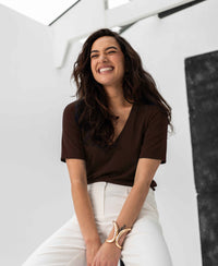 V-neck T-shirt LA VERONIQUE Dark brown