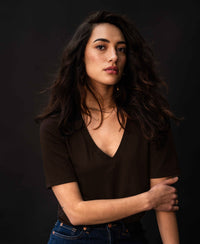 V-neck T-shirt LA VERONIQUE Dark brown