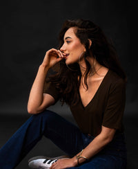 V-neck T-shirt LA VERONIQUE Dark brown