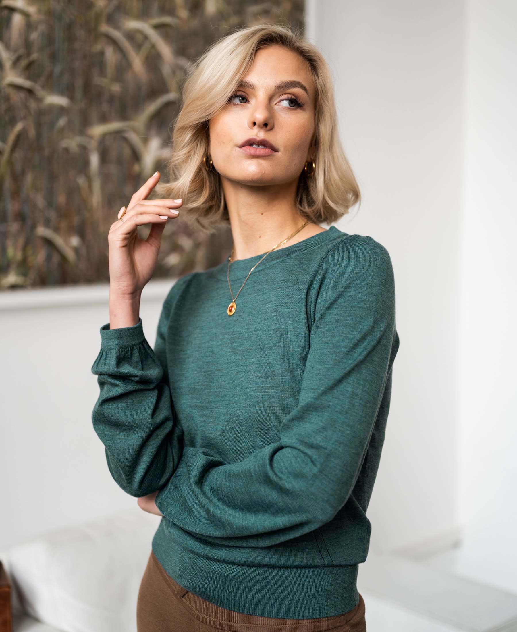 Merino wool sweater LA COEUR Greenish