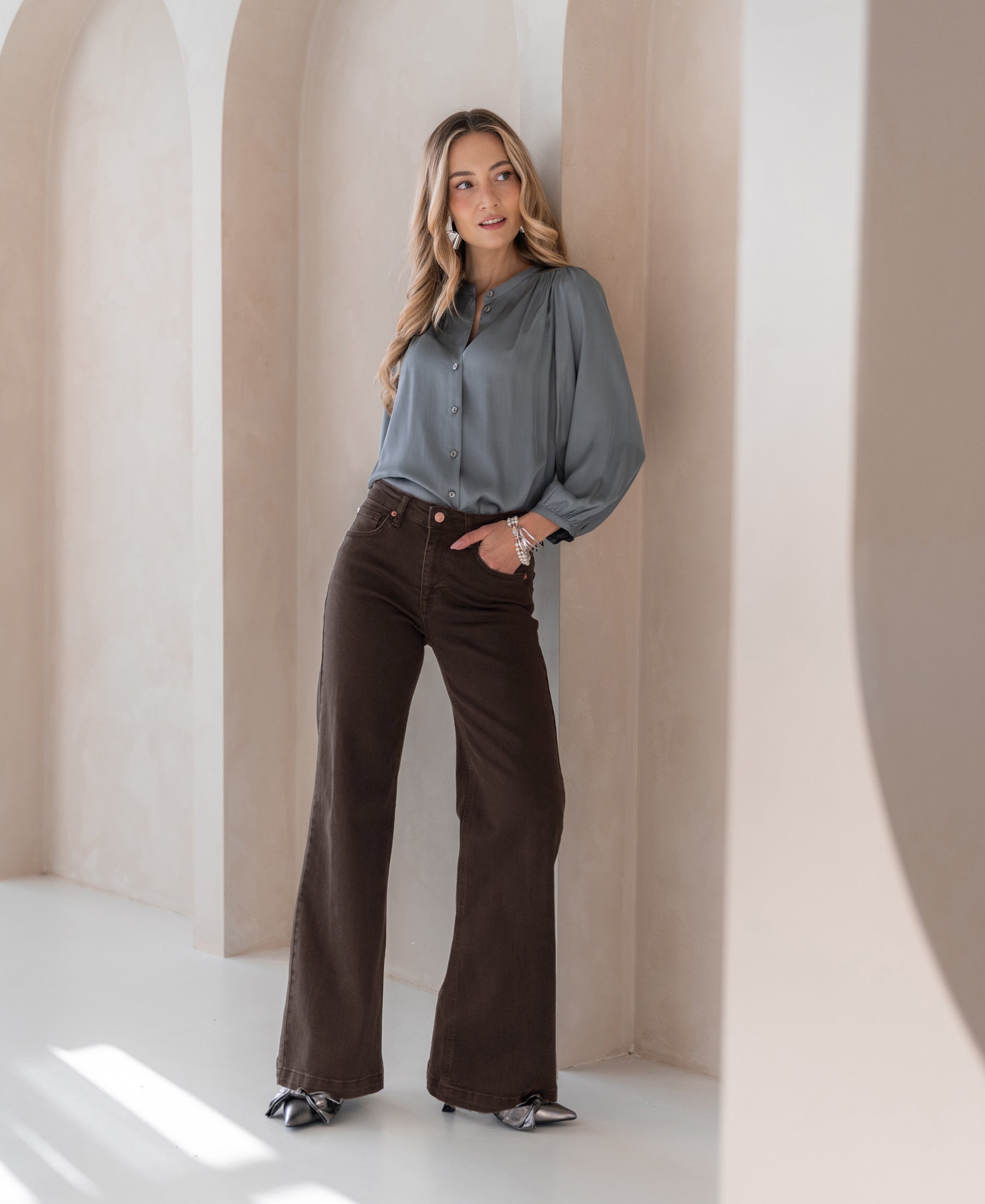 Wide leg jeans LES DEUX Brown