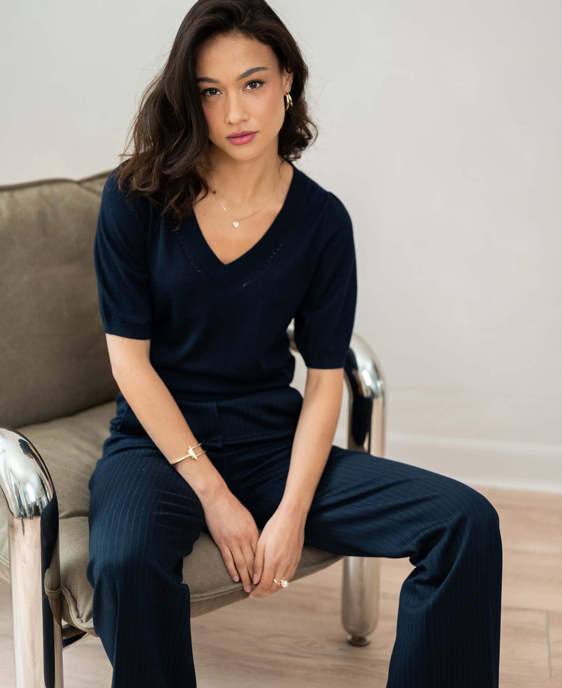 Pullover mit V-Ausschnitt LA DIAZ Dunkelblau