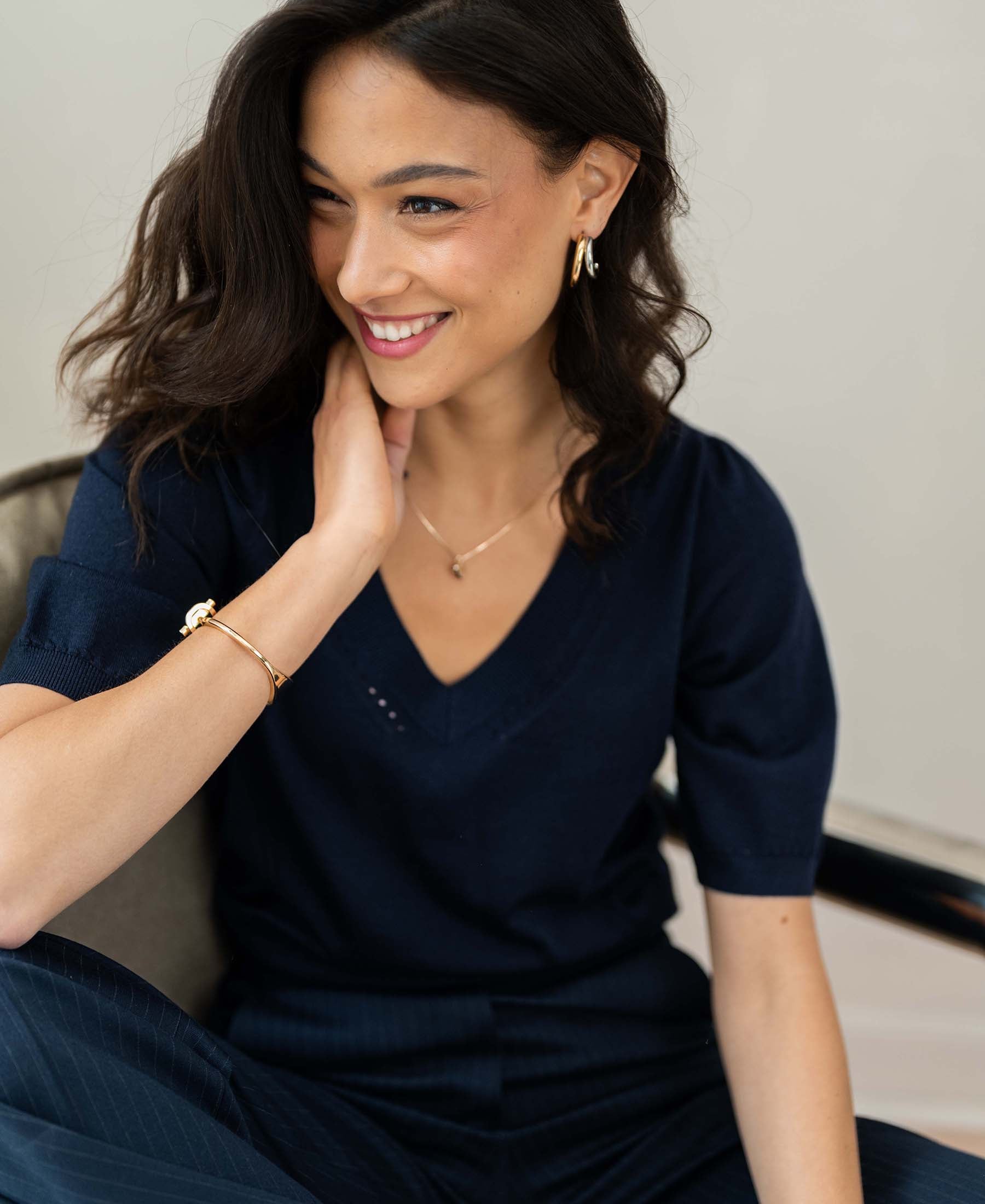 Pullover mit V-Ausschnitt LA DIAZ Dunkelblau