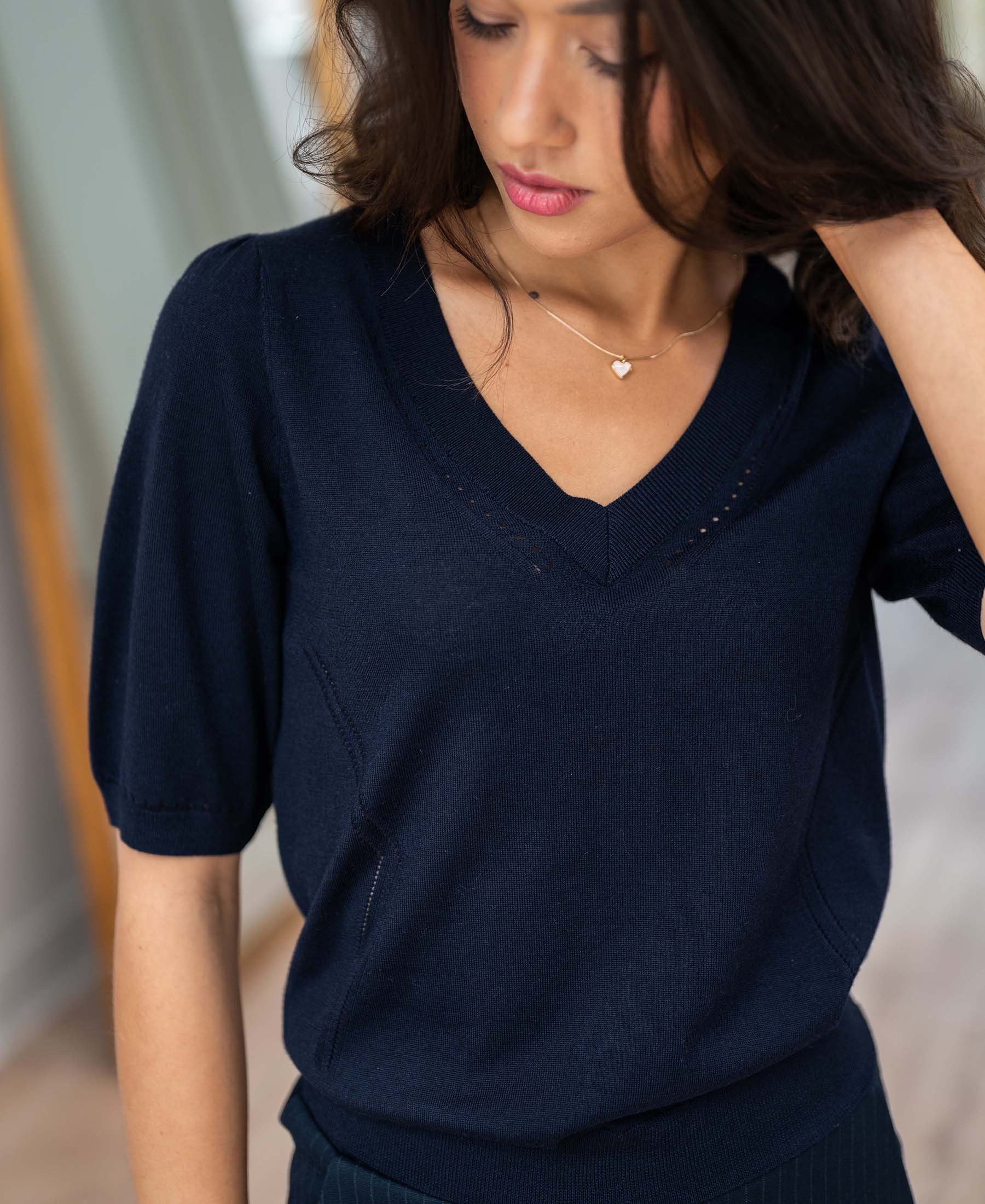 Pullover mit V-Ausschnitt LA DIAZ Dunkelblau