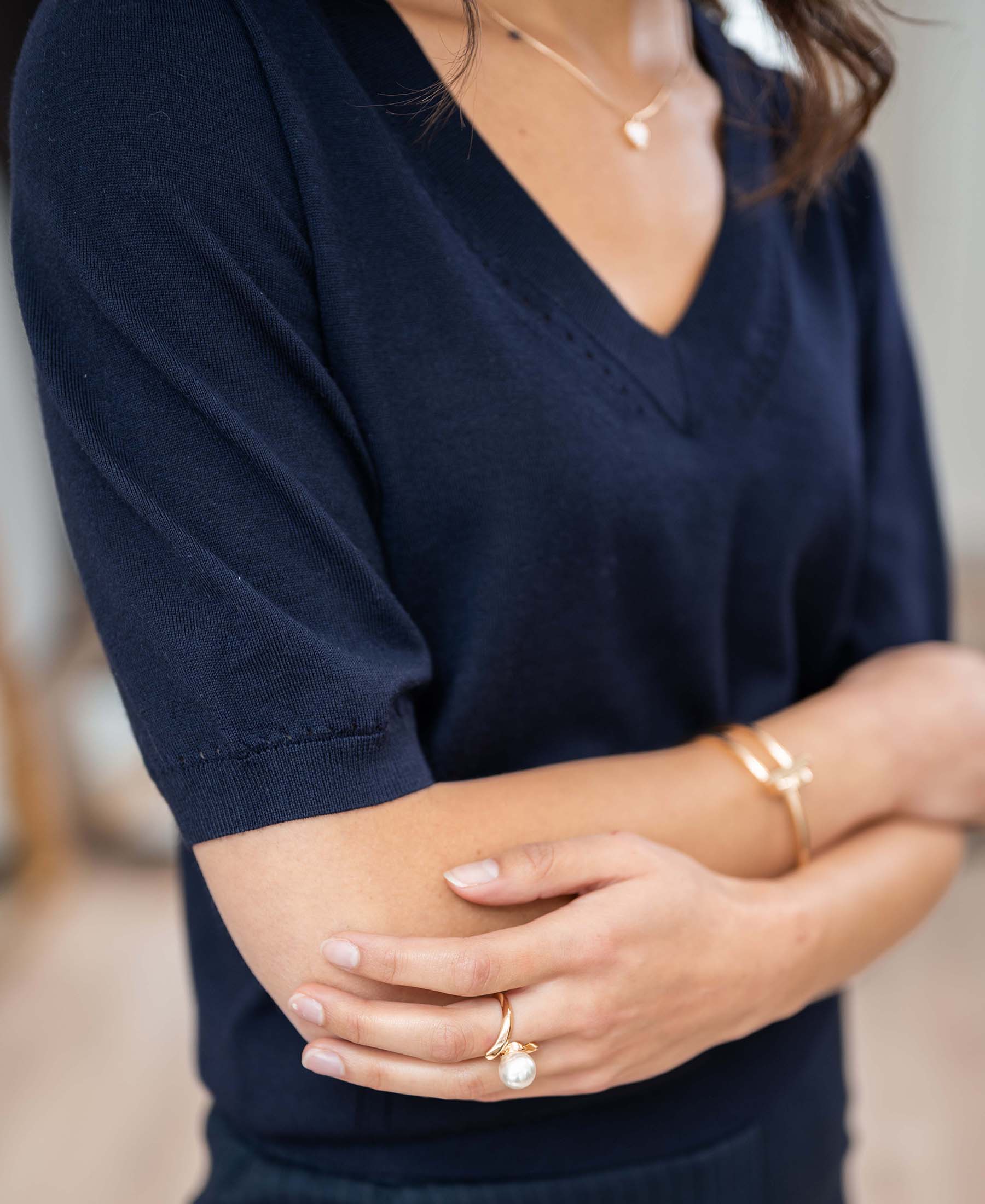 Pullover mit V-Ausschnitt LA DIAZ Dunkelblau