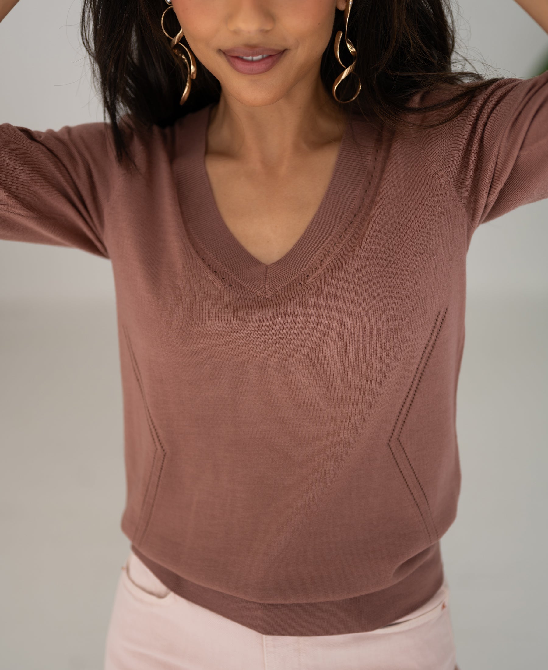 V-neck sweater LA DIAZ Dusty pink