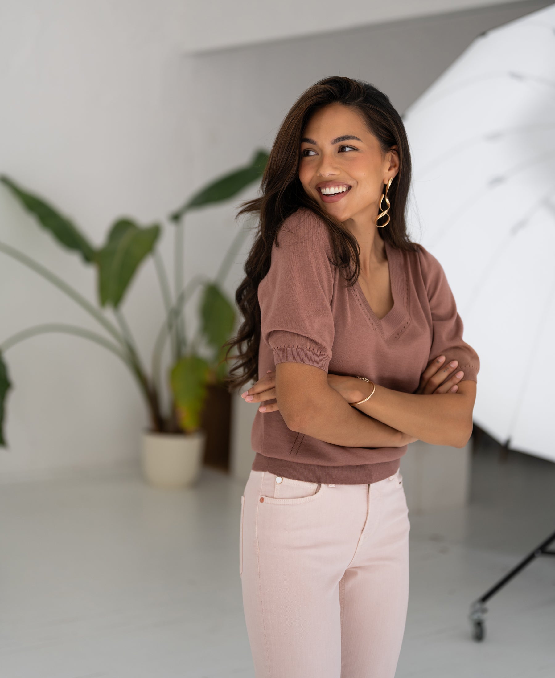 V-neck sweater LA DIAZ Dusty pink