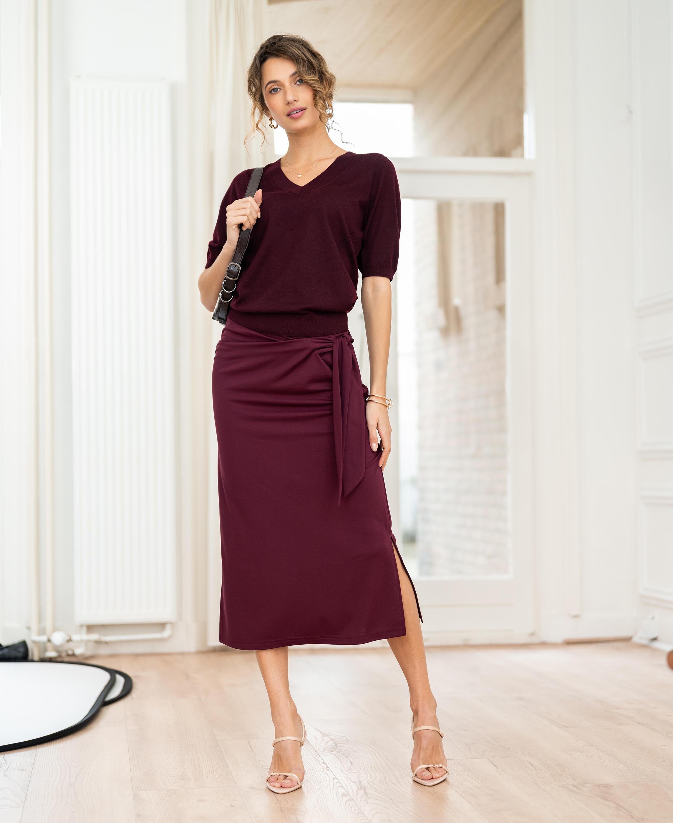 V-neck sweater LA DIAZ Bordeaux