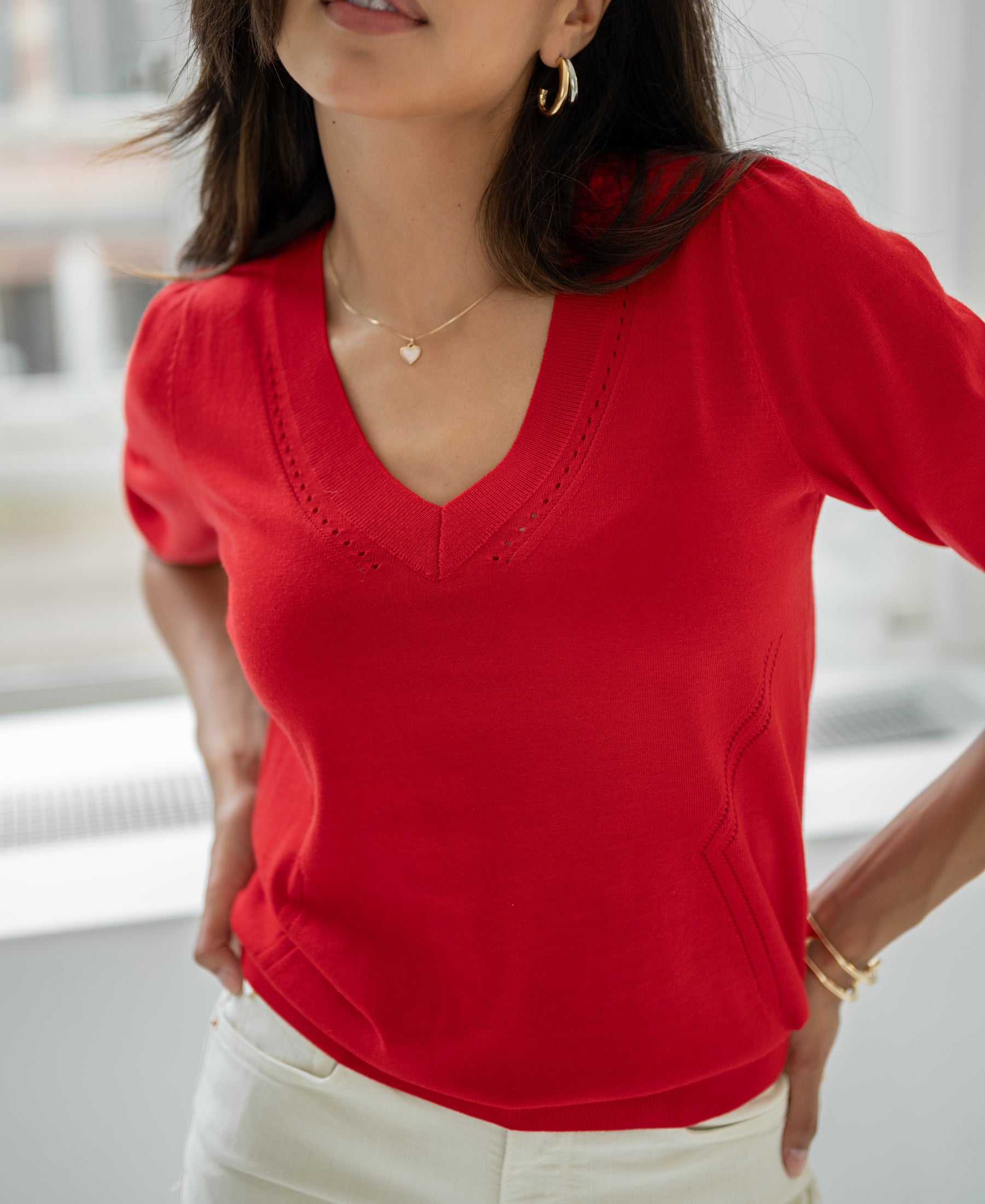 V-neck sweater LA DIAZ Red