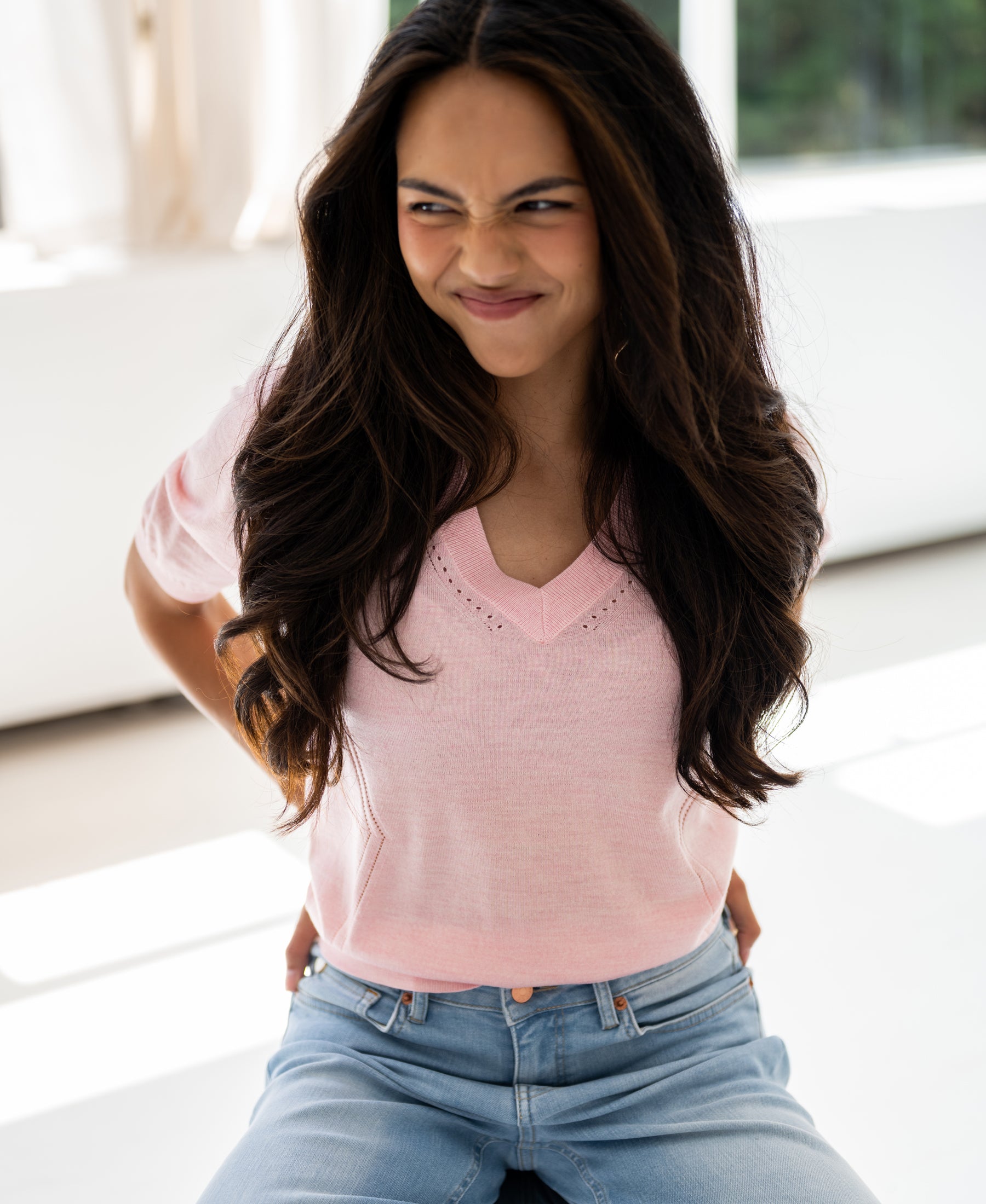 V-neck sweater LA DIAZ Pink