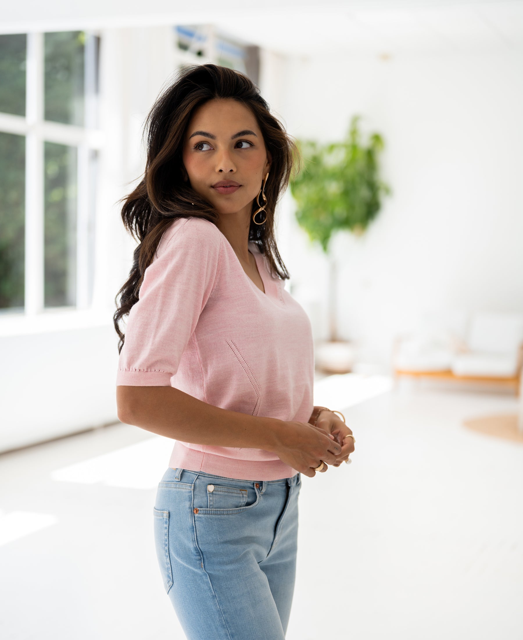 V-neck sweater LA DIAZ Pink