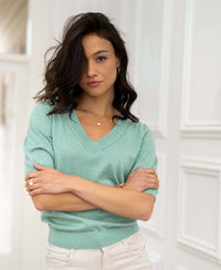 V-neck sweater LA DIAZ Seafoam