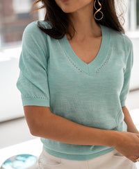 V-neck sweater LA DIAZ Seafoam