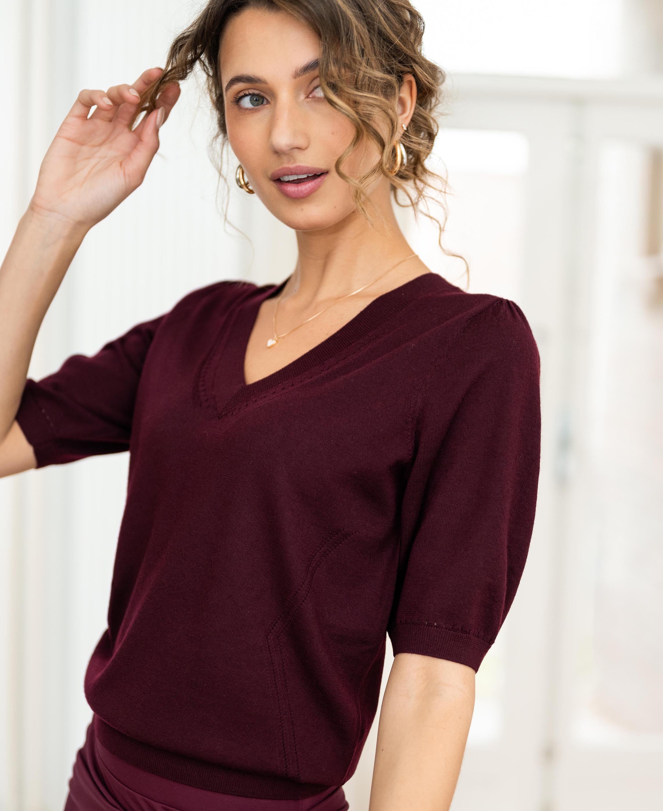 V-neck sweater LA DIAZ Bordeaux
