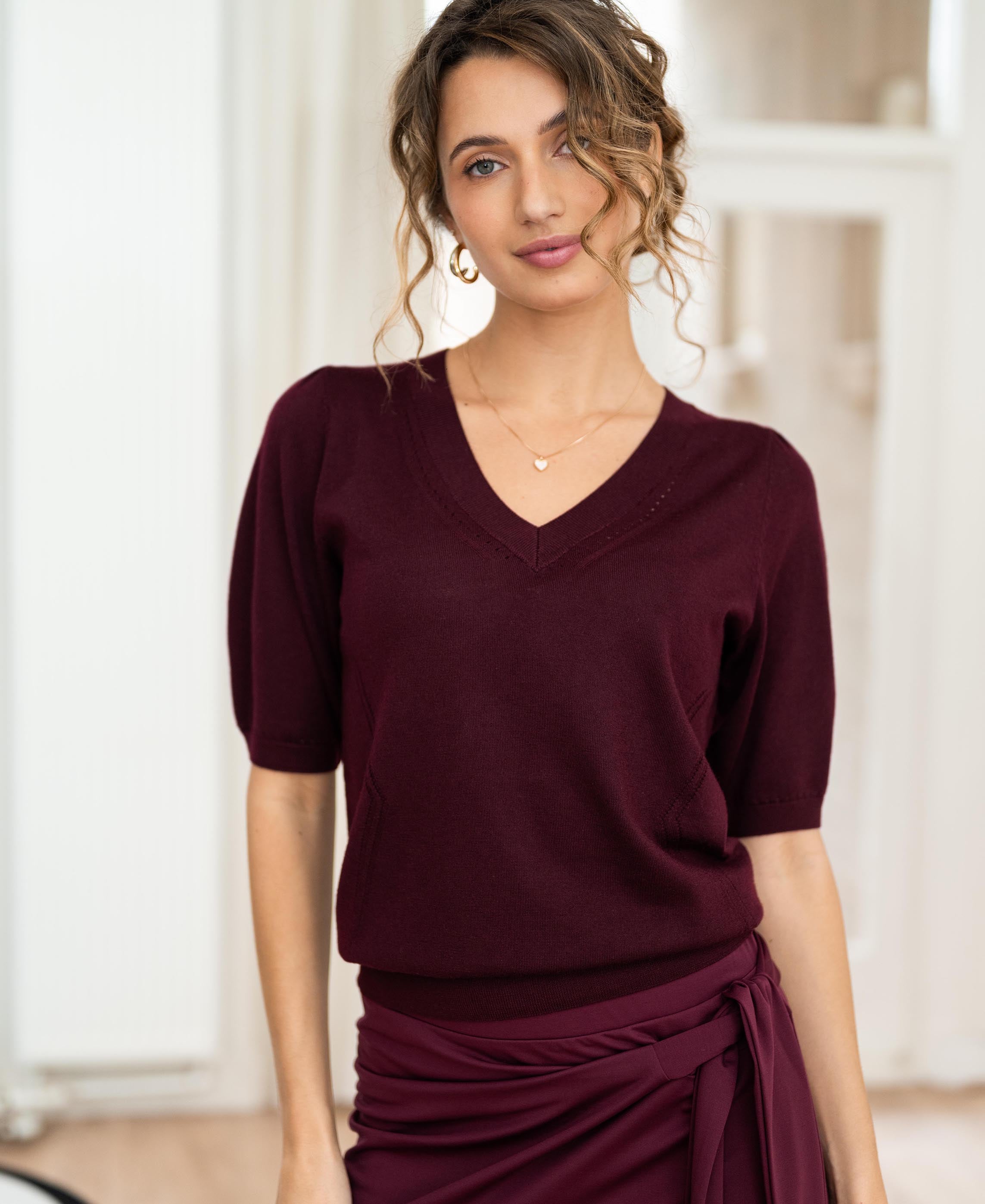 V-neck sweater LA DIAZ Bordeaux