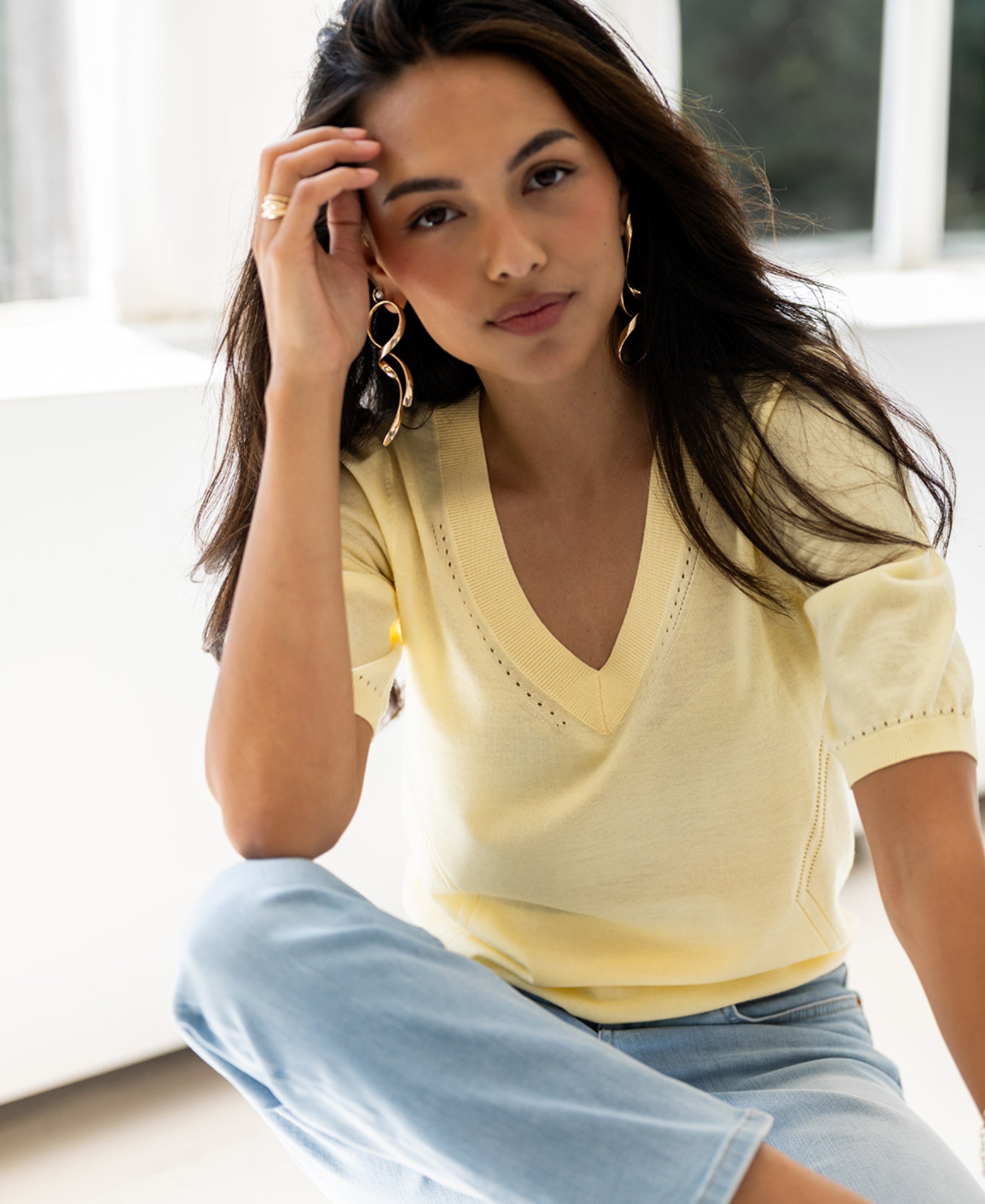 Pullover mit V-Ausschnitt LA DIAZ Gelb