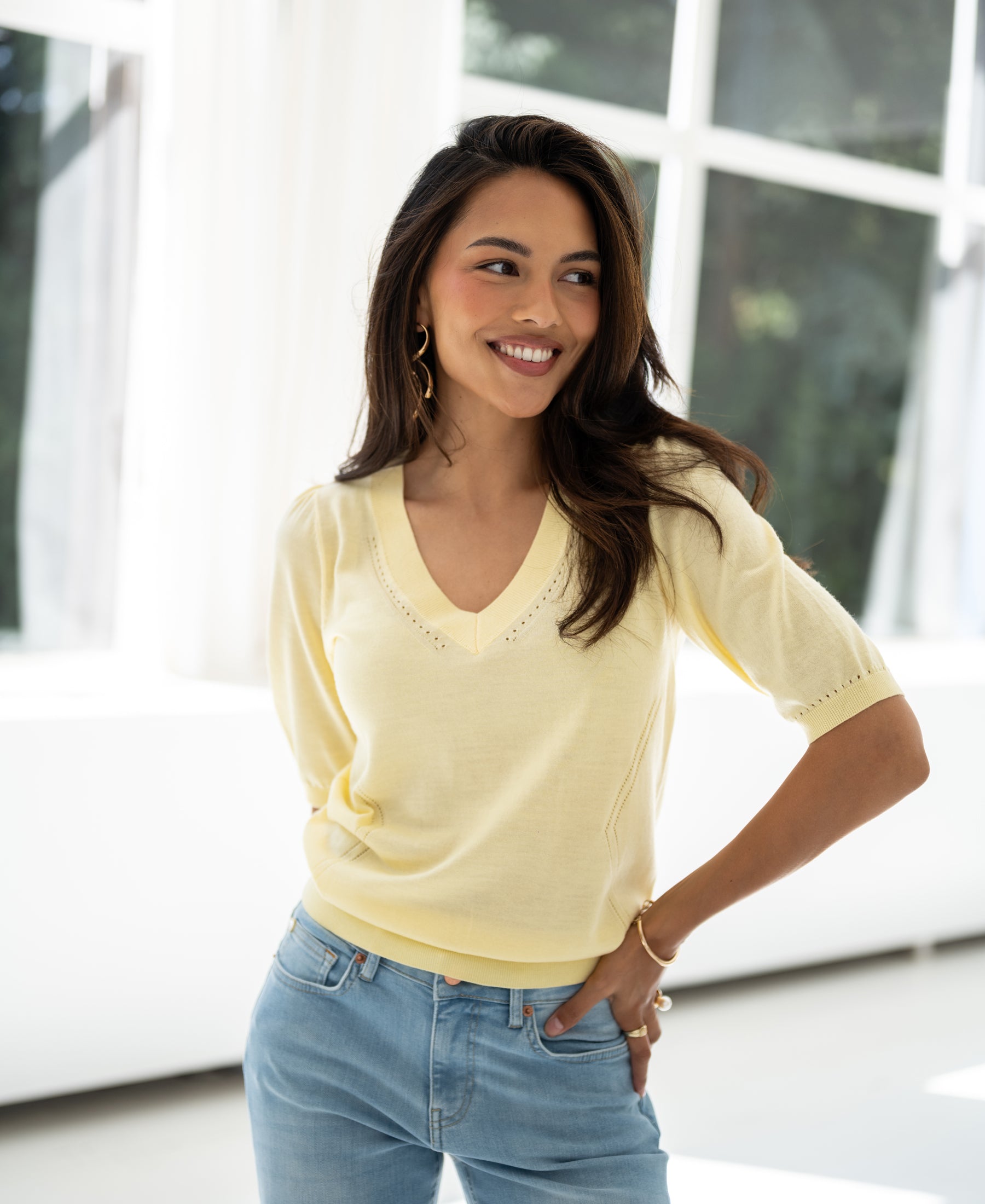 V-neck sweater LA DIAZ Yellow