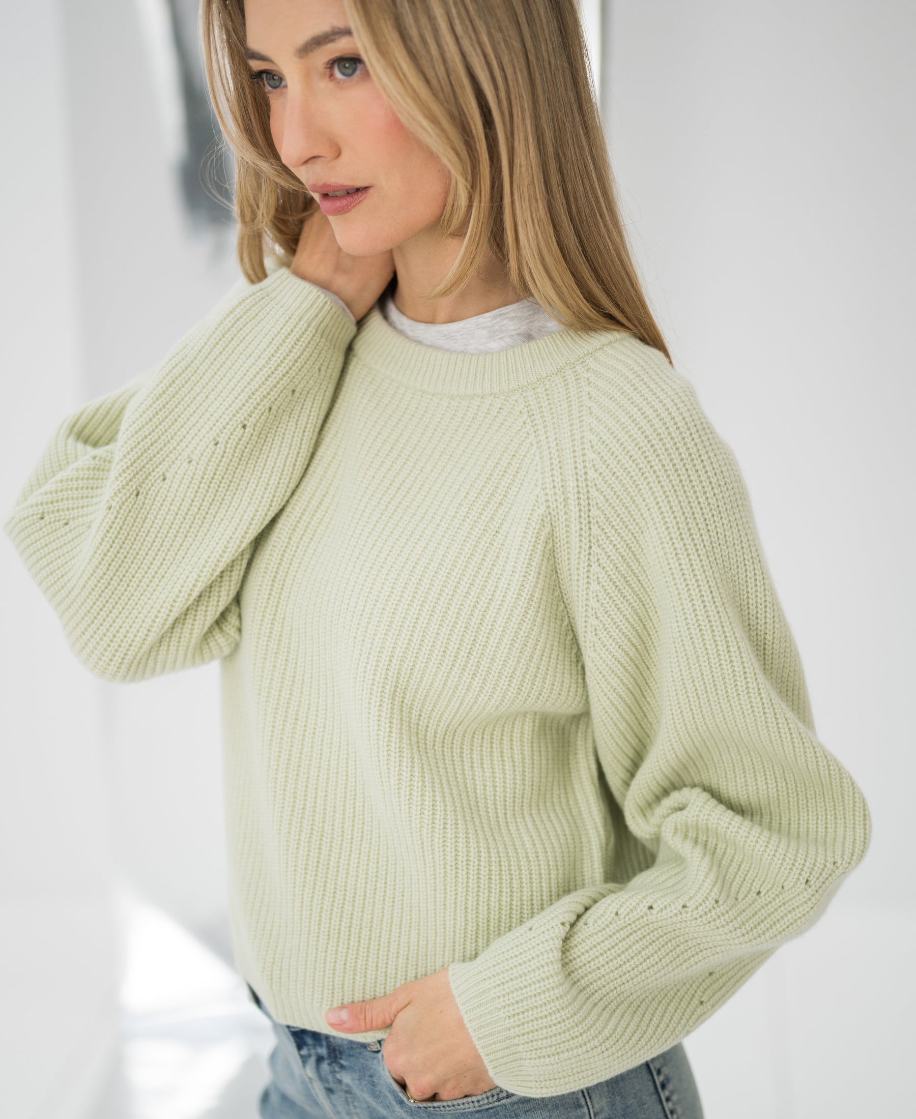 Merino wool sweater LE DIJON Lime green