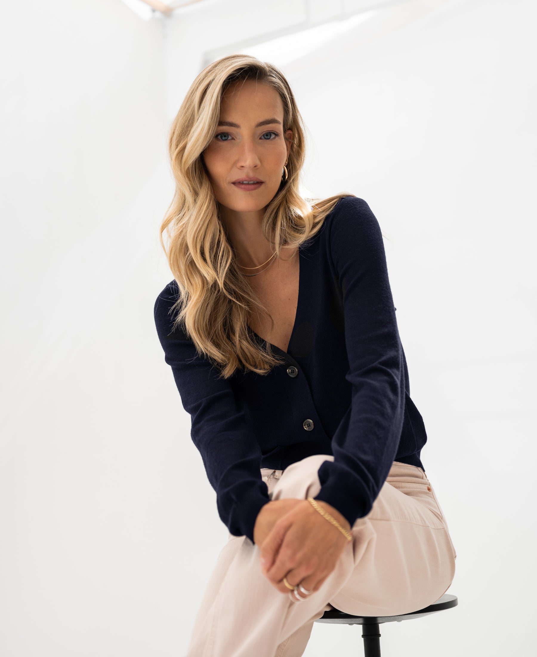 Merino wool cardigan LA DONNA Dark blue