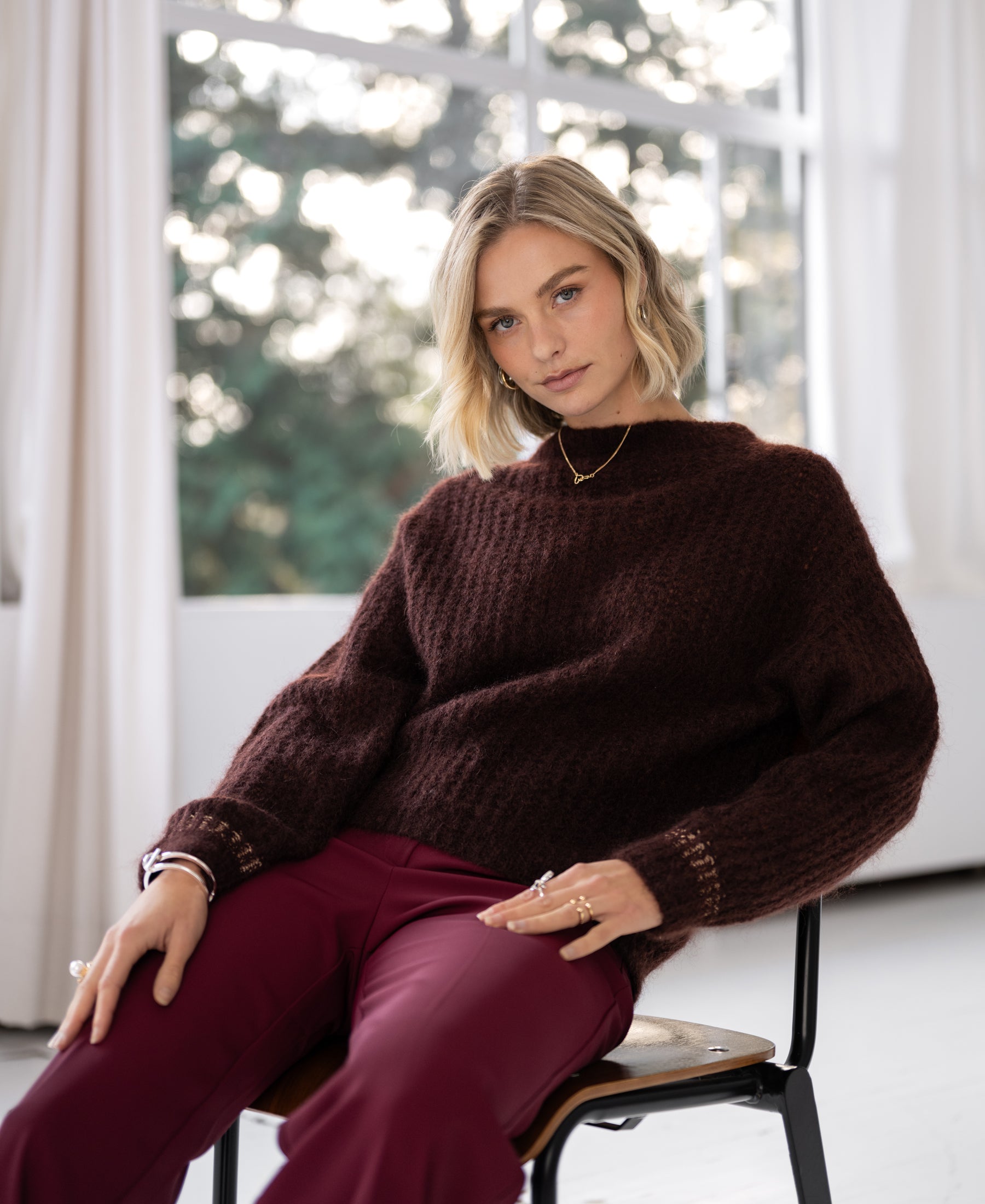 Mohair trui LA DOUCE Roodbruin