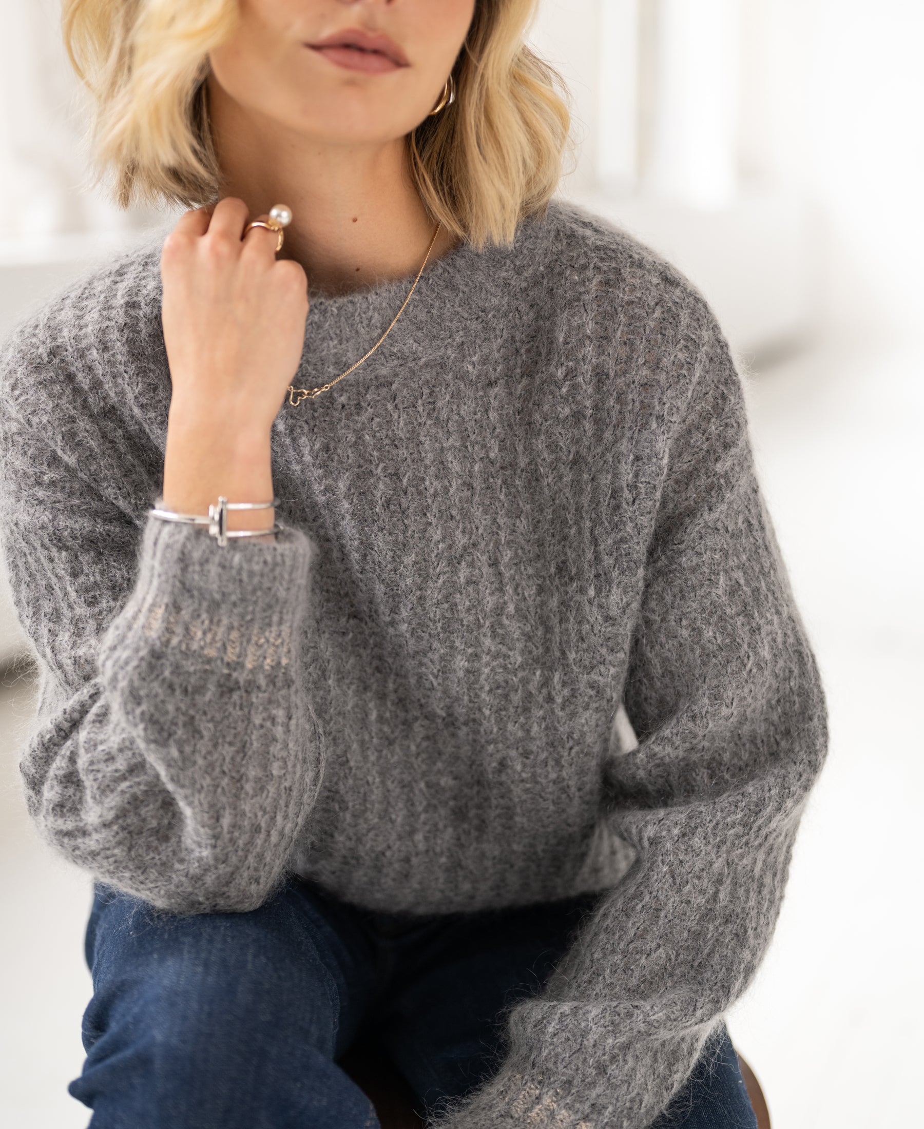 Mohair sweater LA DOUCE Grey melange