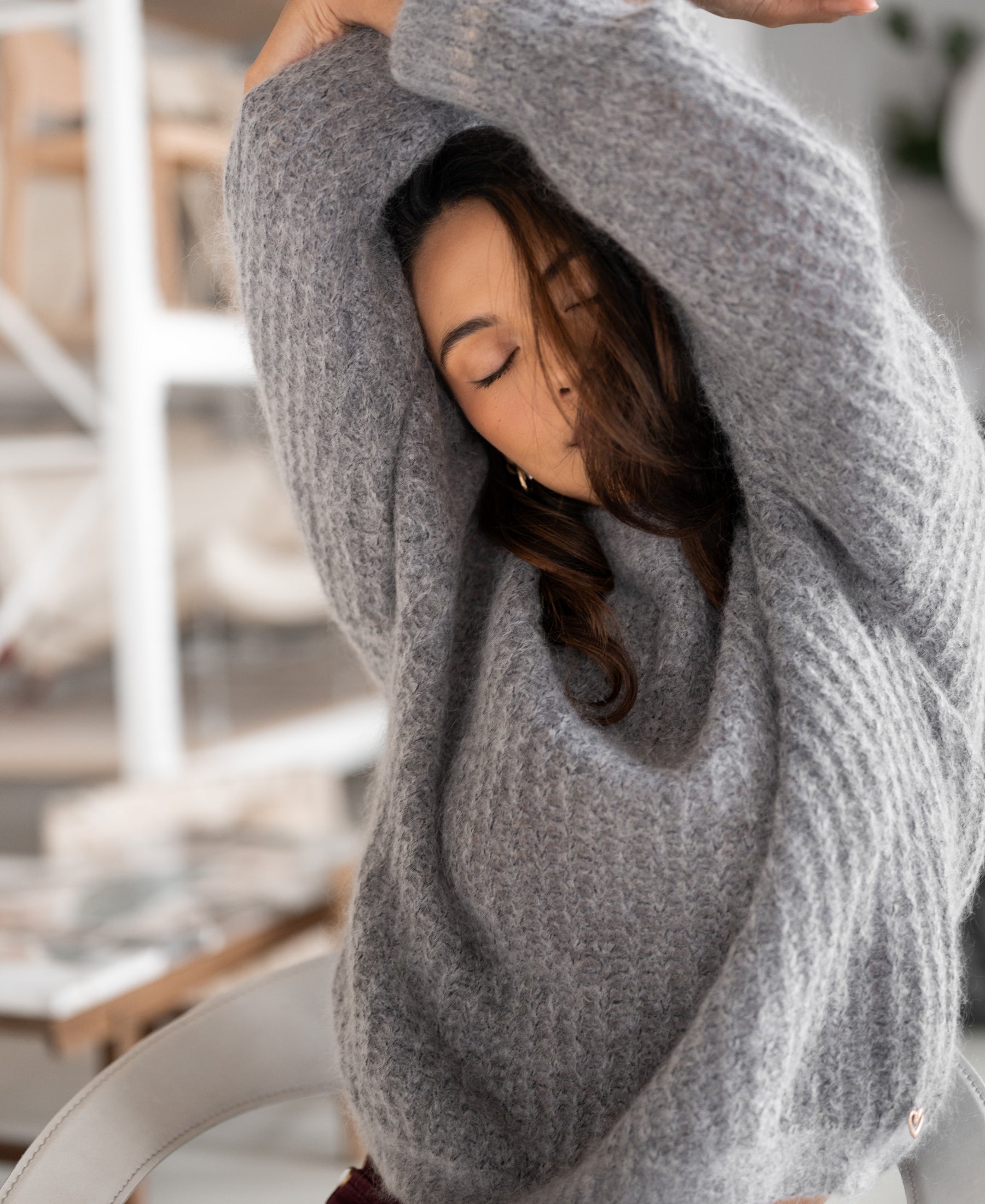 Mohair trui LA DOUCE Grijs melange