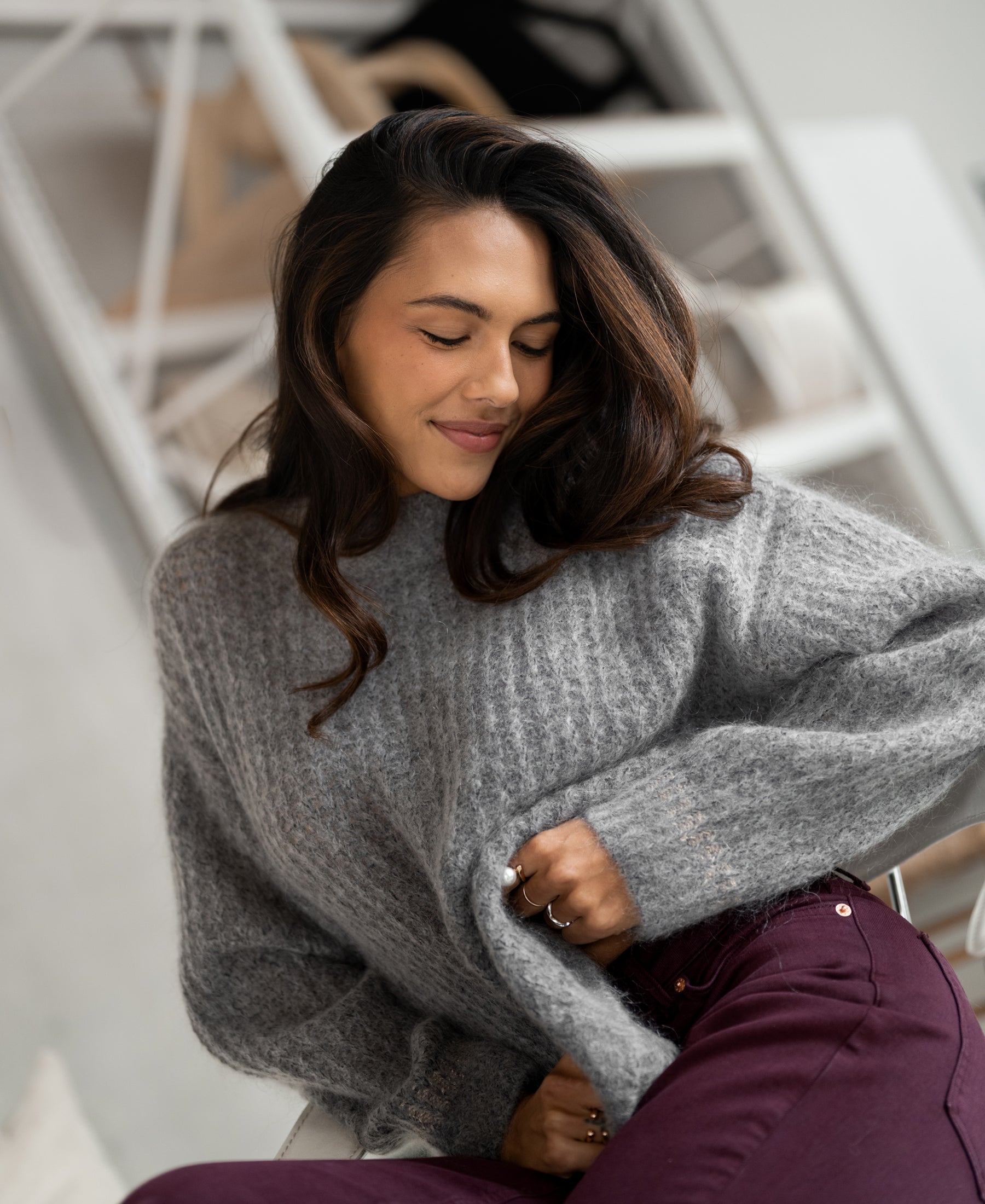 Mohair trui LA DOUCE Grijs melange