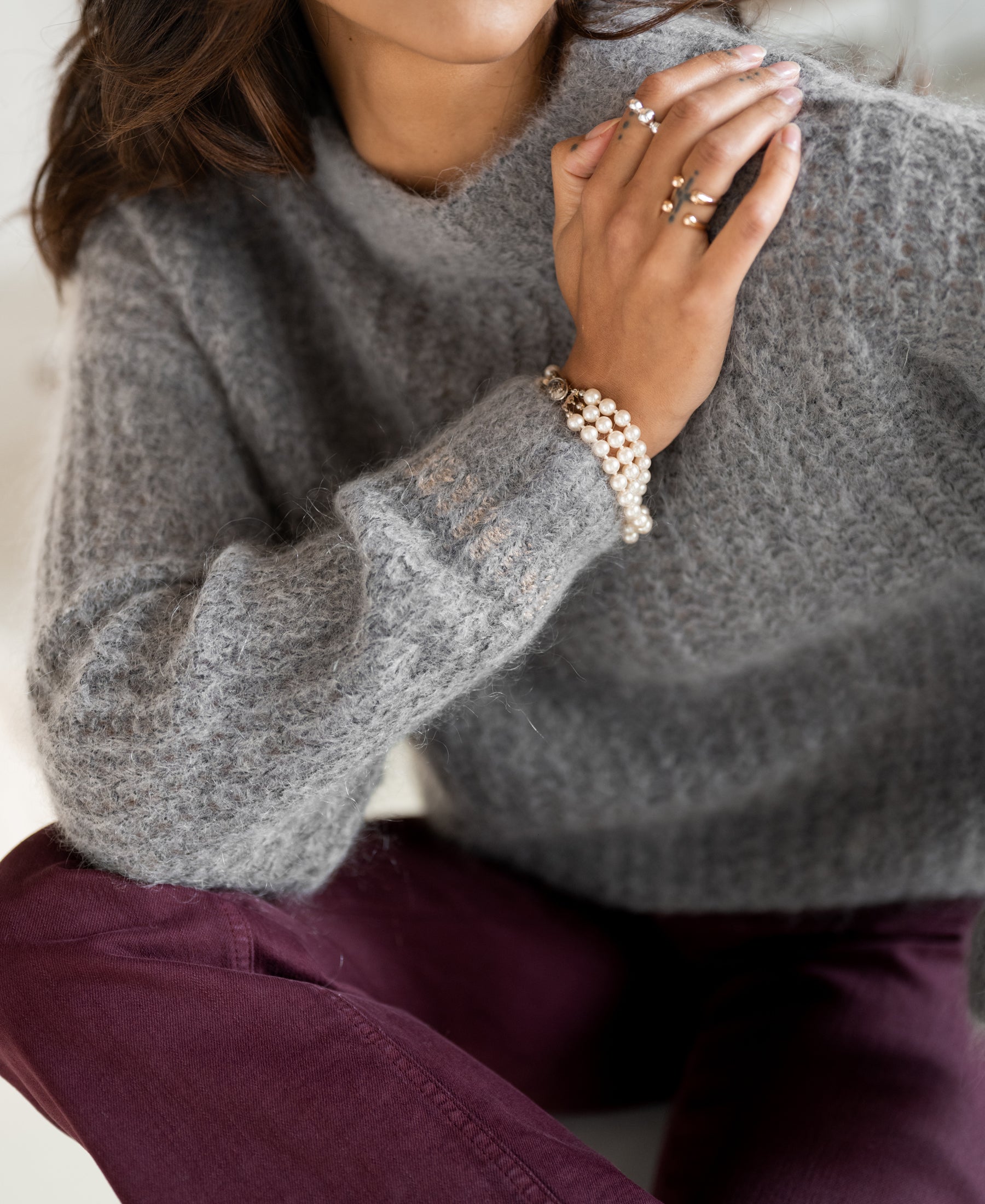 Mohair sweater LA DOUCE Grey melange