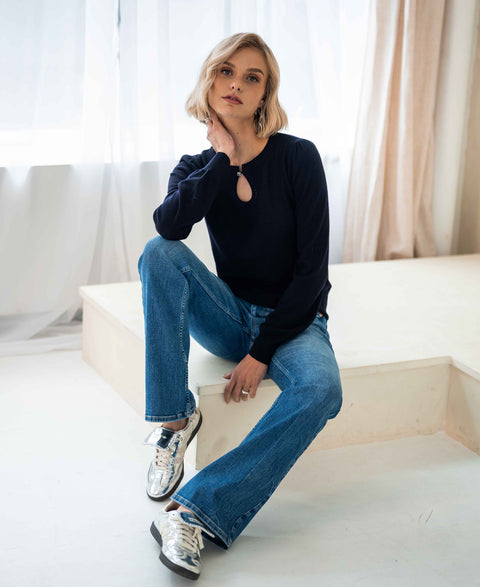 Merinowool LA MARIS Darkblue-silver