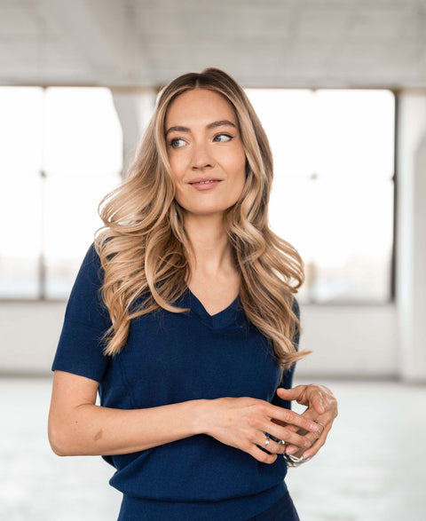V-hals trui LA KATE Navy