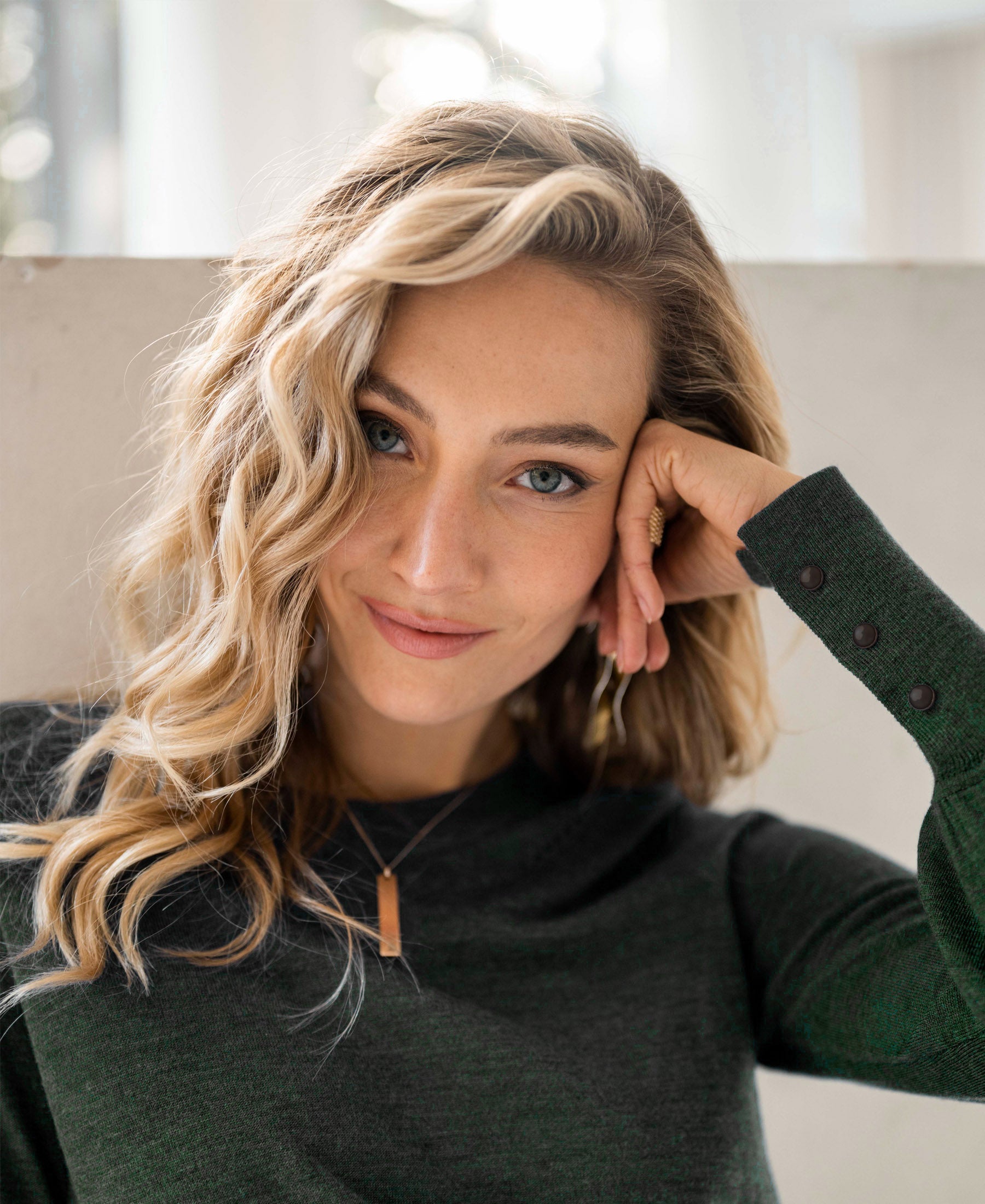 Merinowol trui LA MARIS Donkergroen - zwart