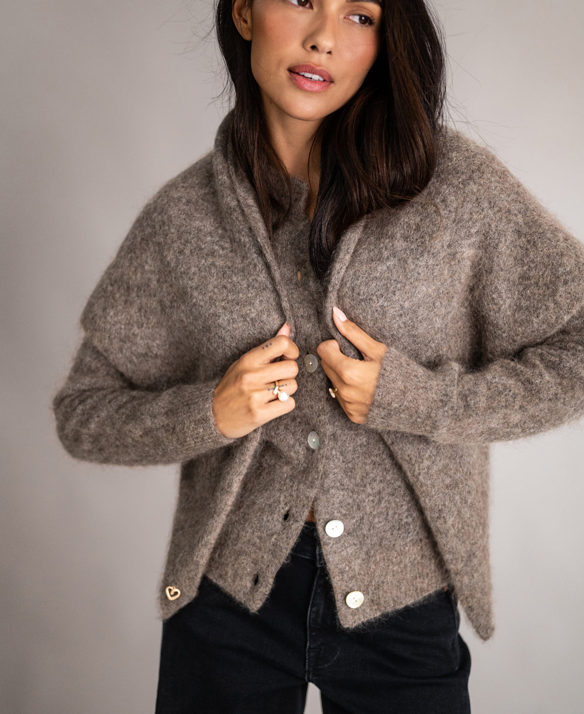 Mohair-Schal LA LILOU Braun meliert