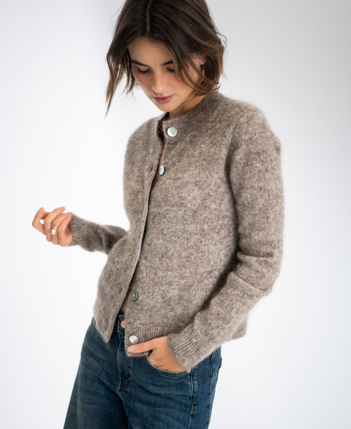 Soft Mohair Cardigan LA ELOIS Sand